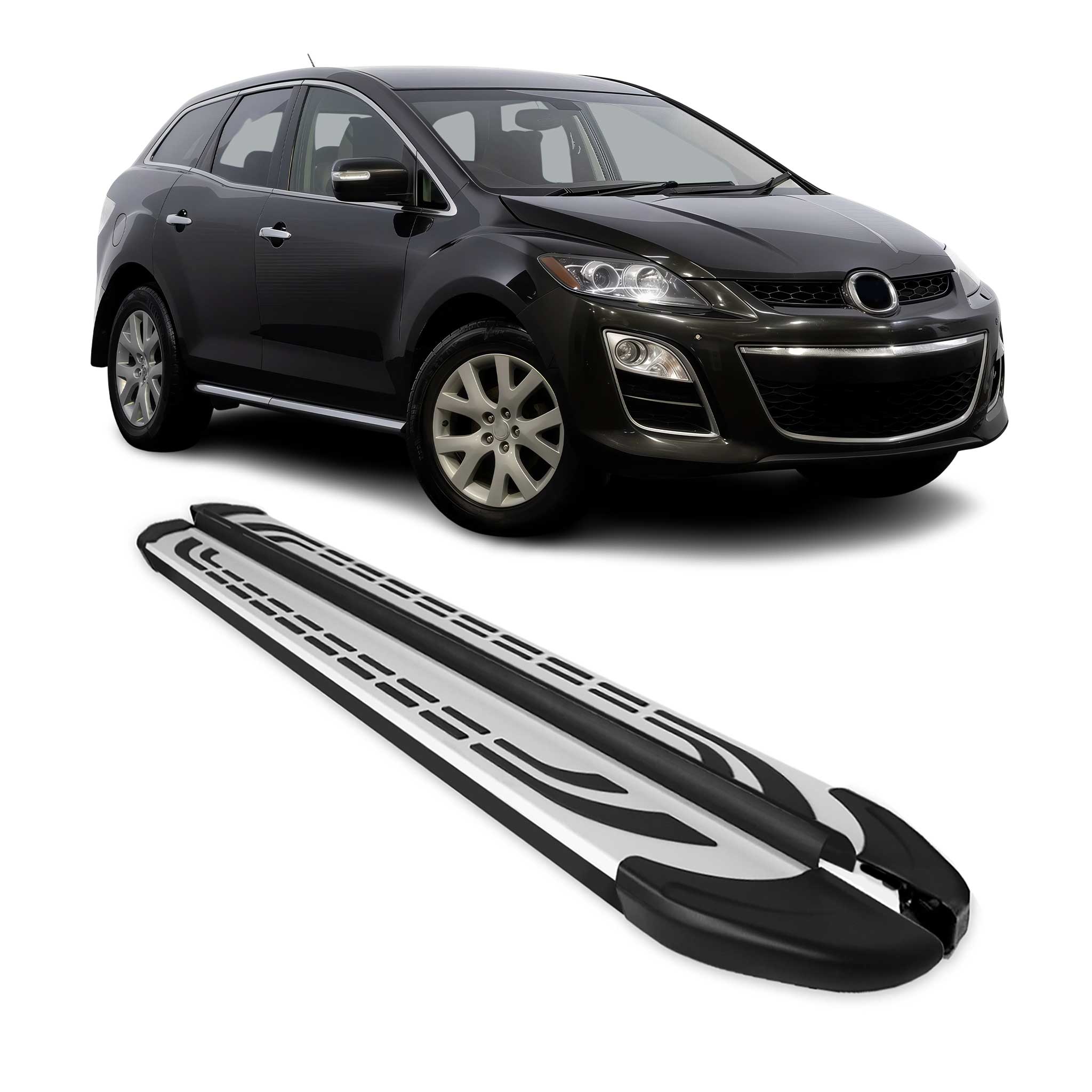 2007-2012 Mazda CX-7 Running Boards Side Steps Silver & Black