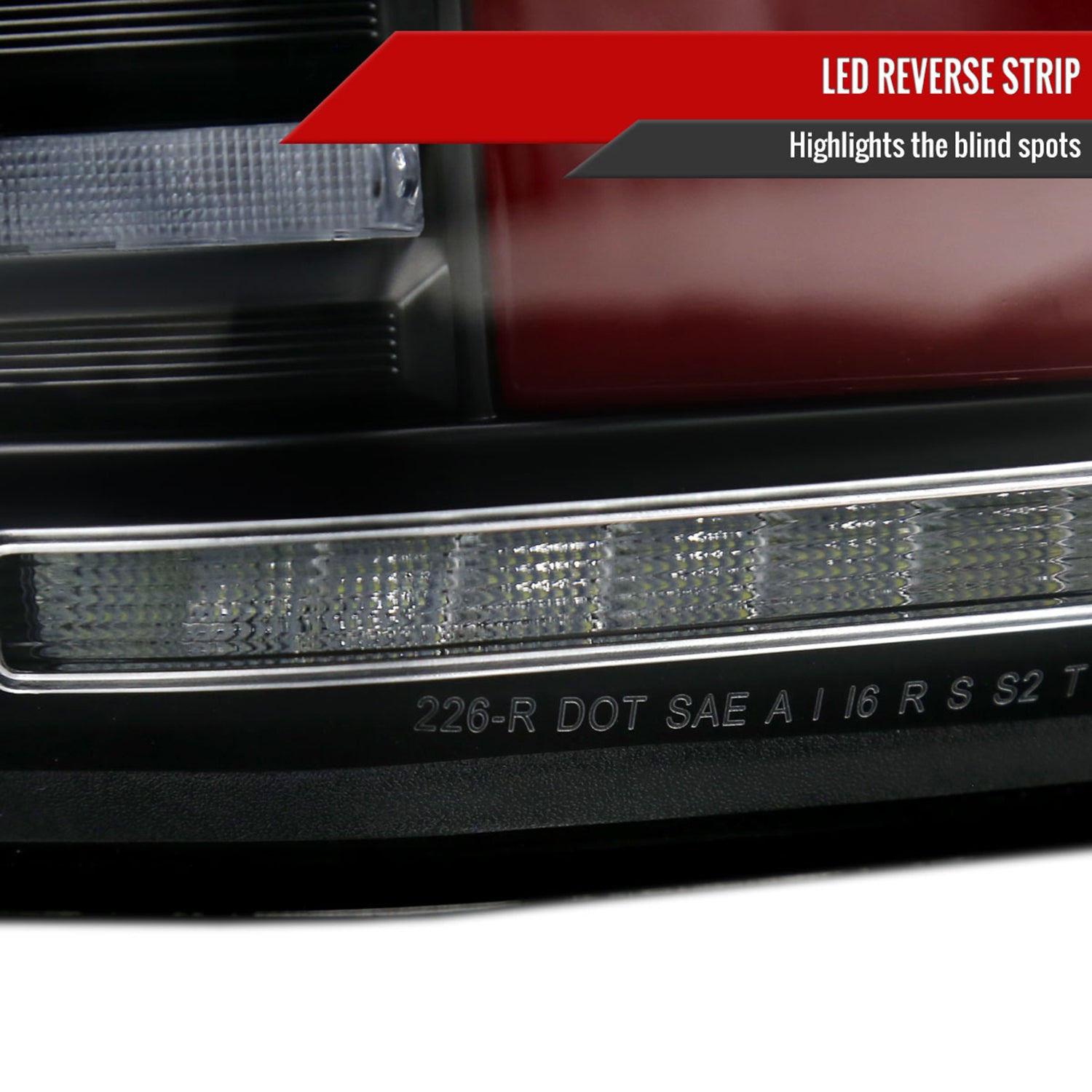 2015-2017 Ford F-150 Turn Signal Animated Red LED Bar Tail Lights Matt Black