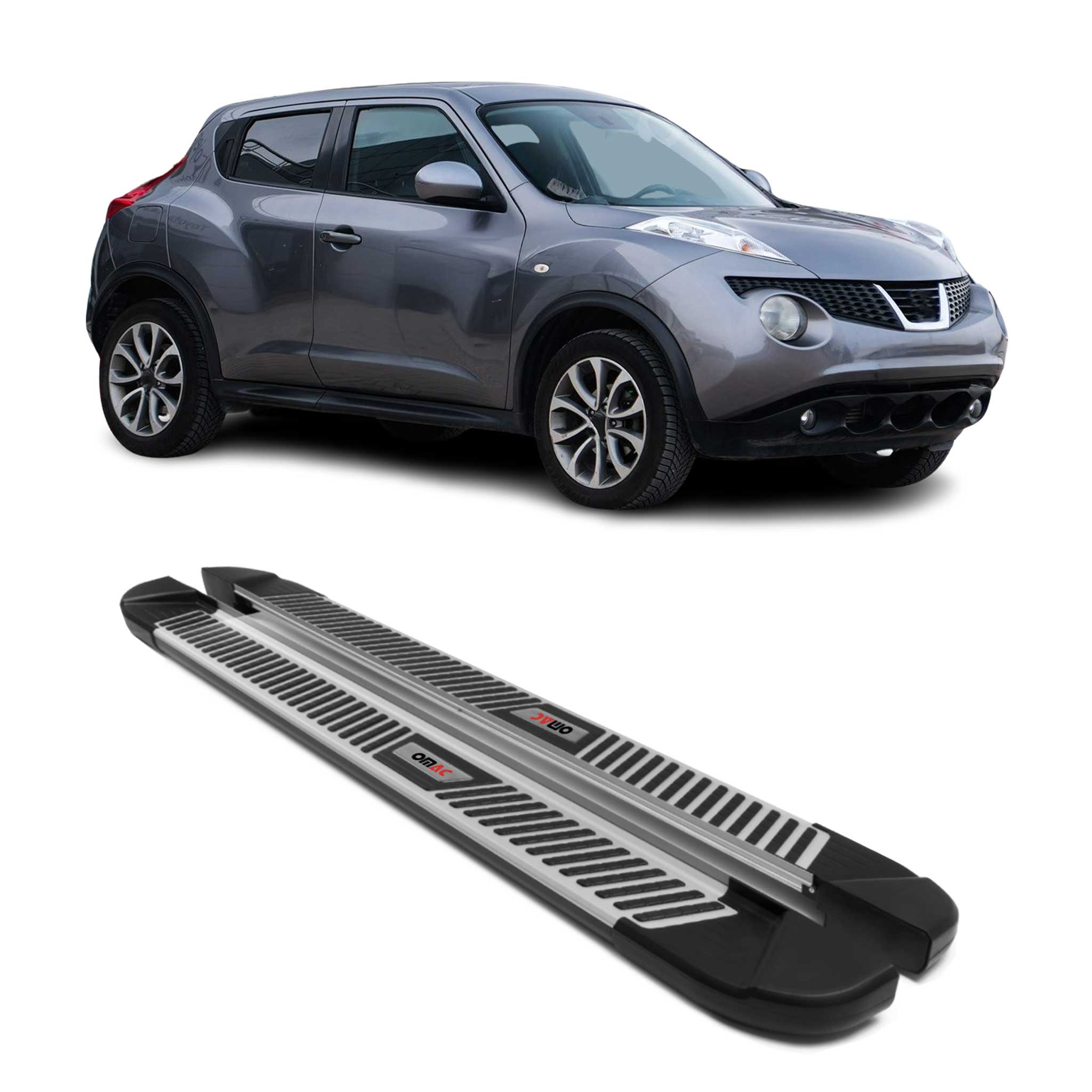 2011-2018 Nissan Juke Running Boards Side Steps Silver & Black