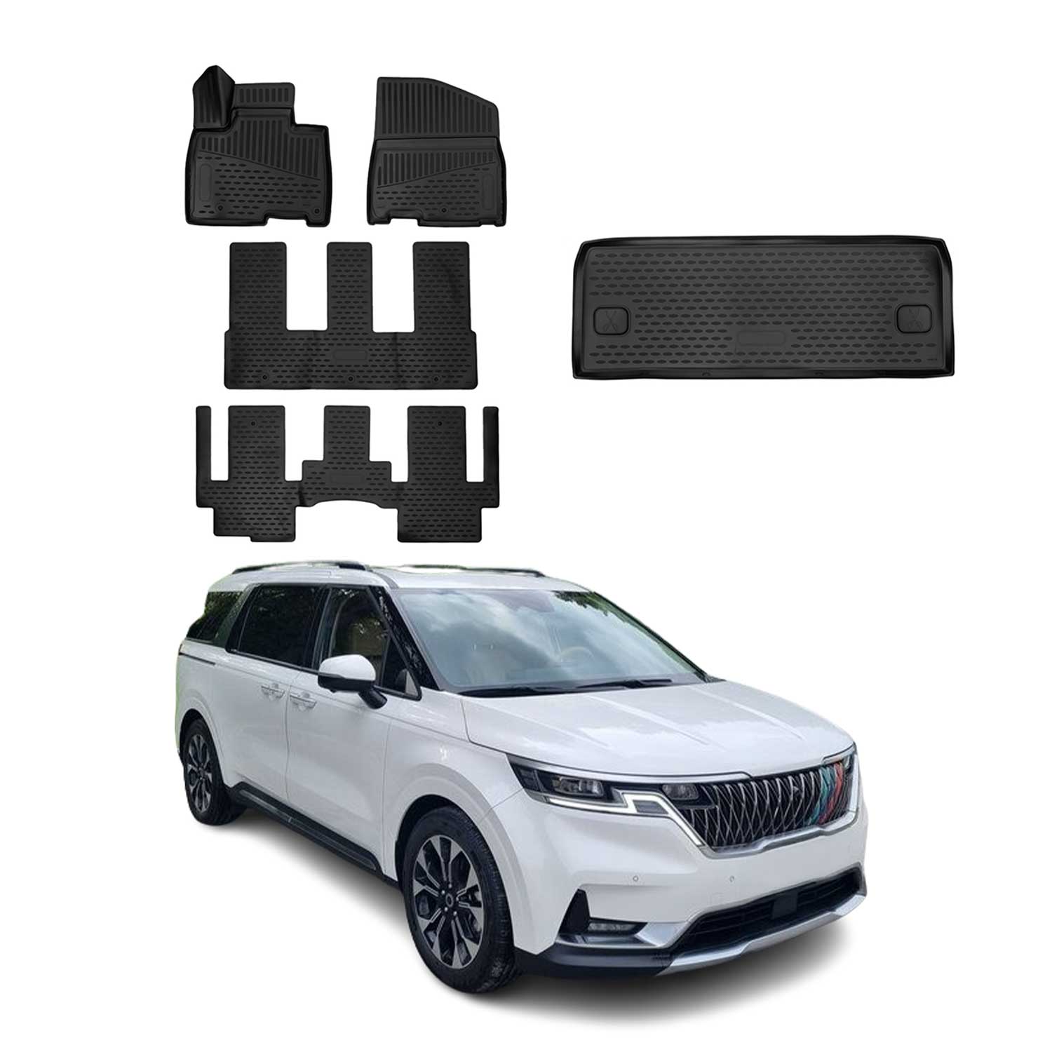 2022-2026 Kia Carnival Floor Mats & Cargo Liner Full Set All Weather Black