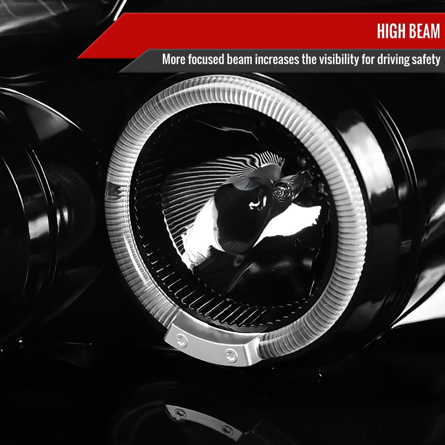 2005-2007 Dodge Magnum Dual Halo Projector Headlights Jet Black/Clear Lens