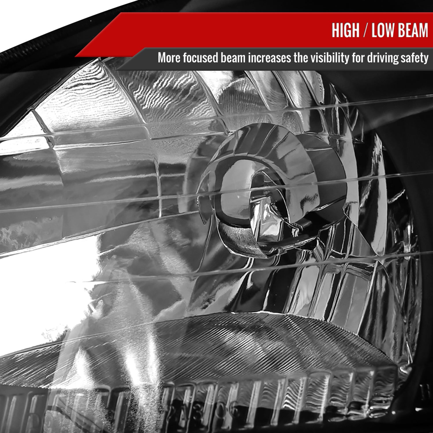 1996-1998 Honda Civic Factory Style Crystal Headlights Matte Black/Clear Lens