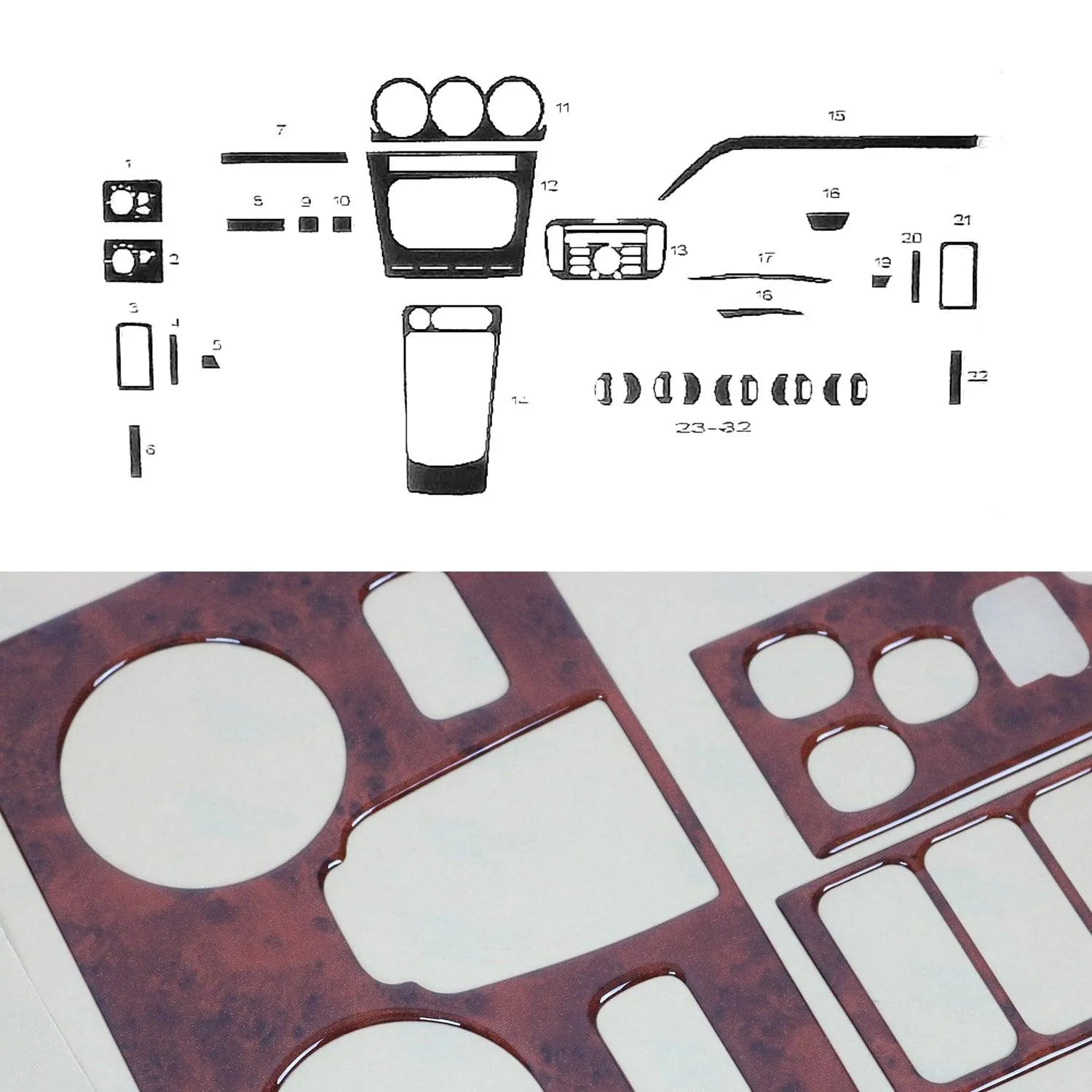 2010-2013 Ford Transit Connect Wooden Look Dashboard Console Trim Kit 32 Pcs