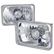 Universal 4"x6" H4 Crystal Headlights Chrome Housing/Glass Lens