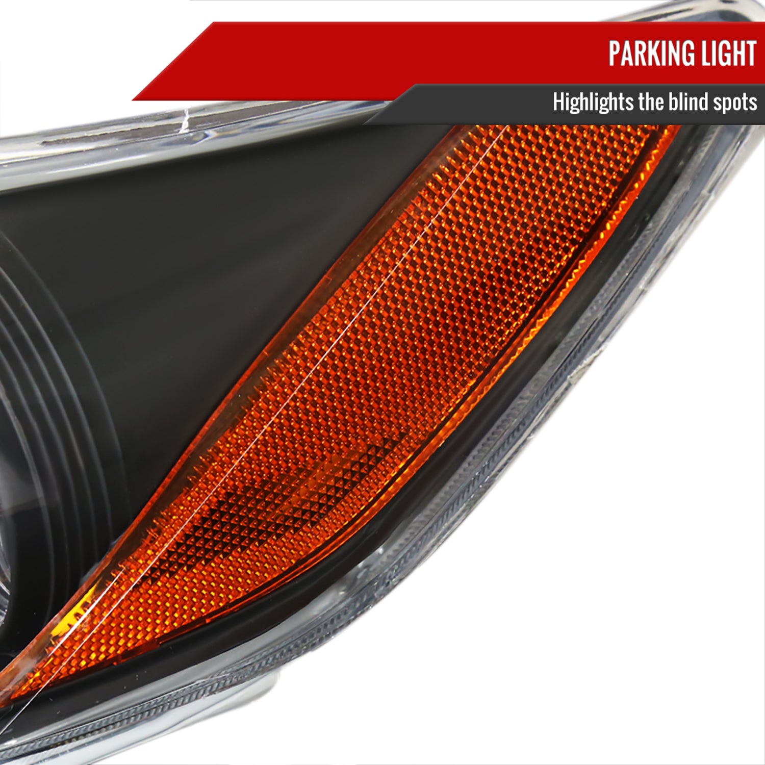 2007-2009 Toyota Camry Projector Headlights Amber Reflectors Matt Black/Clear