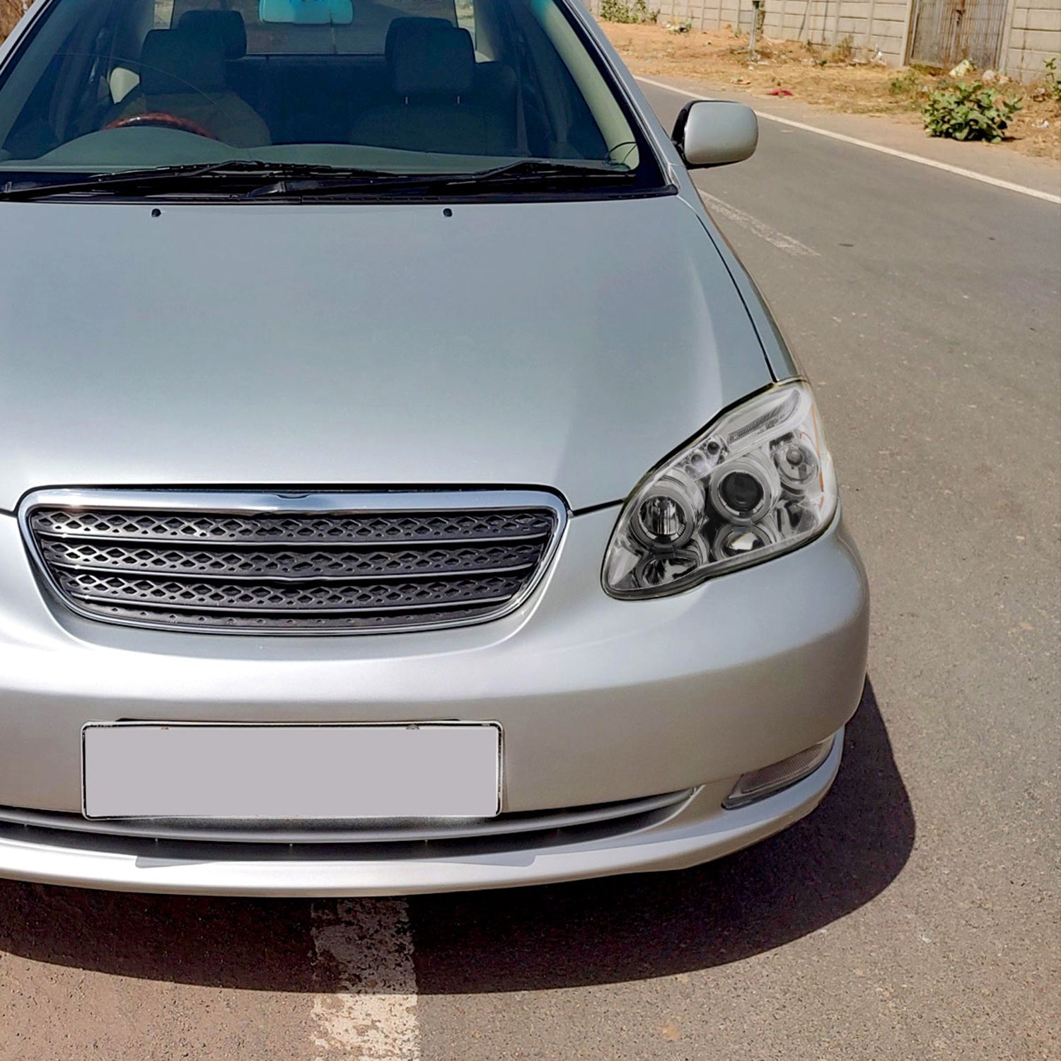 2003-2008 Toyota Corolla Dual Halo Projector Headlights Chrome/Clear Lens