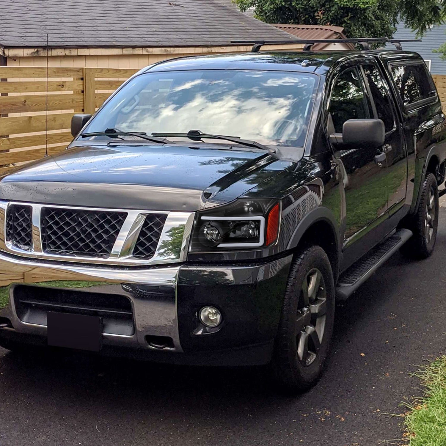2004-2015 Nissan Titan / 2004-2007 Armada LED Bar Factory Headlights Matt Black