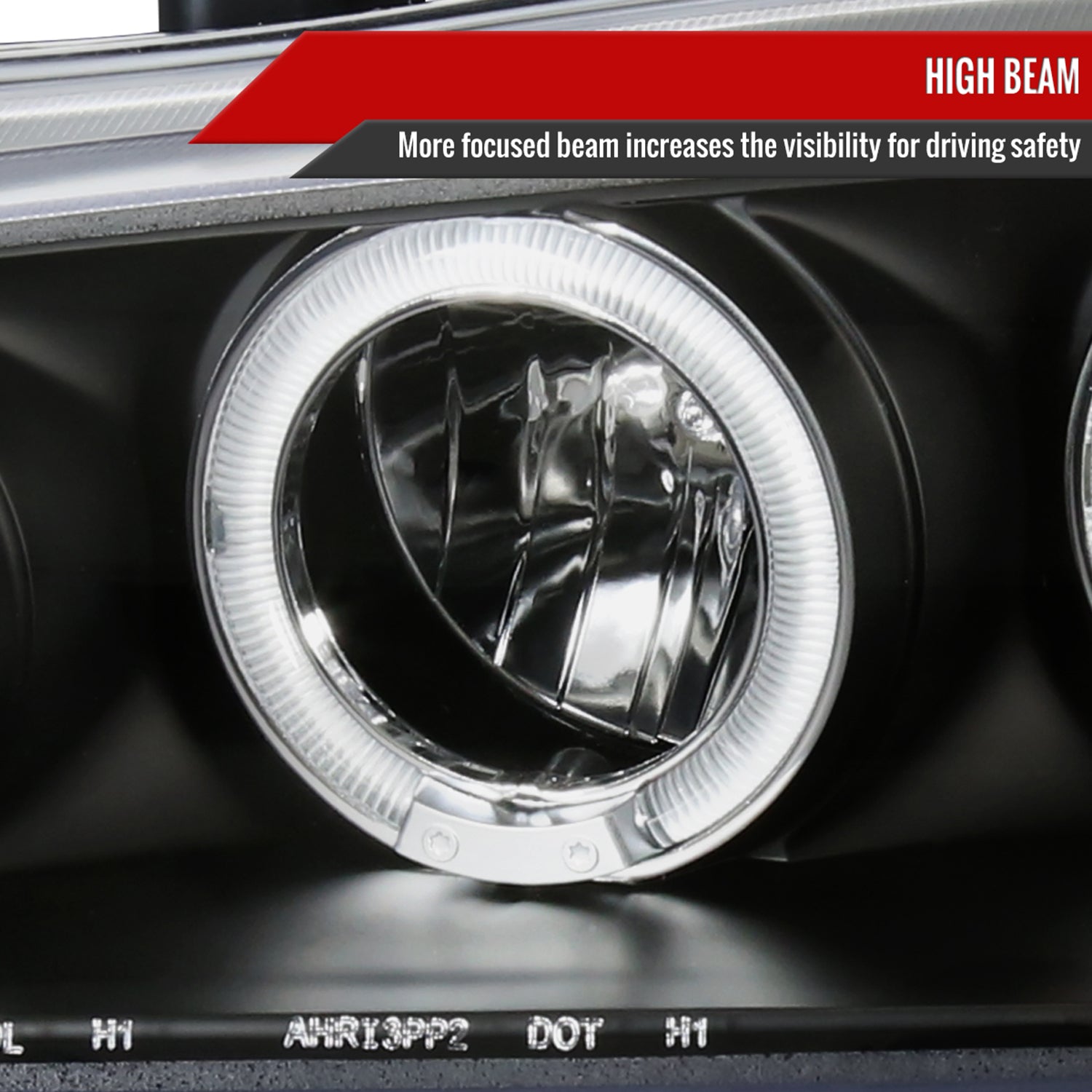 1994-1997 Honda Accord Dual Halo Projector Headlights Matte Black/Clear Lens