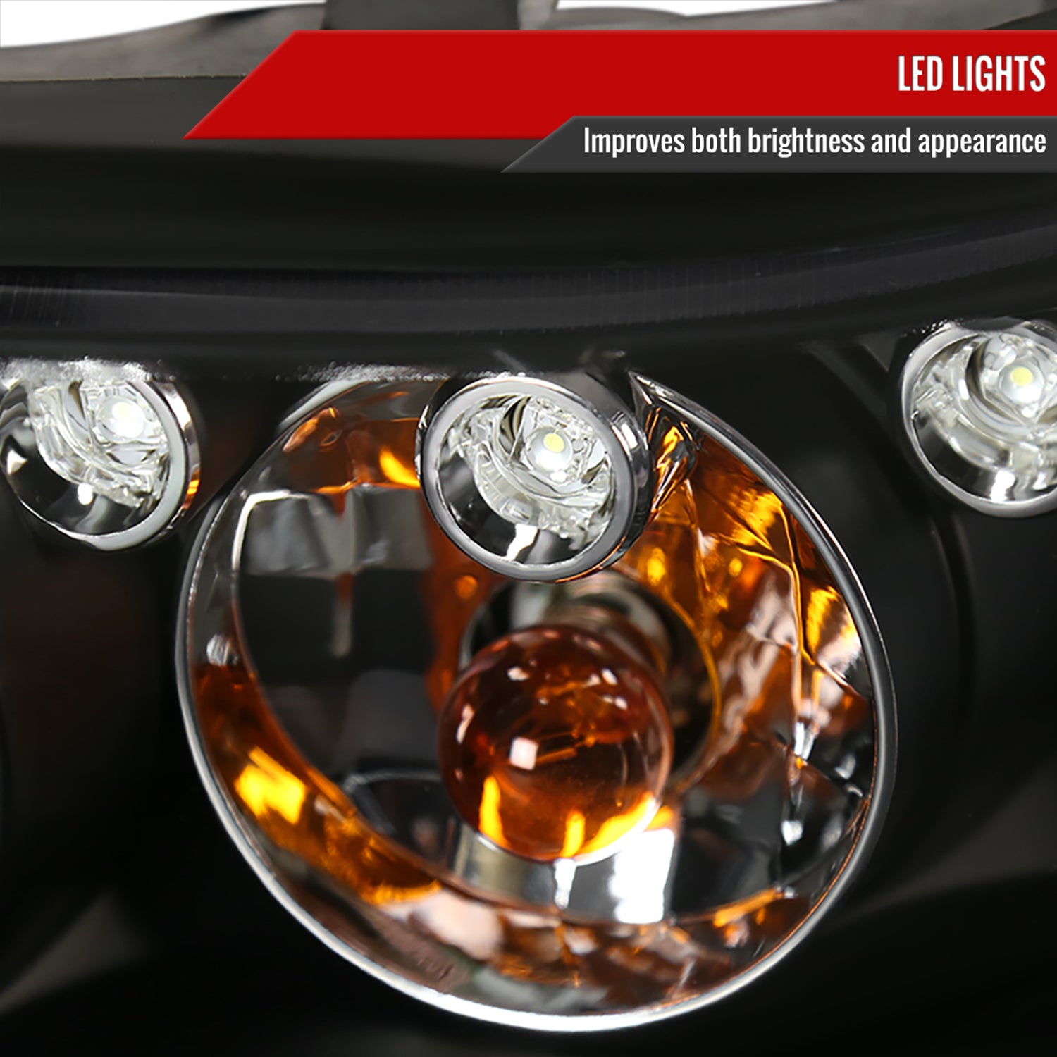 1997-2005 Chevy Malibu/Oldsmobile Cutlass Dual Halo Projector Headlights Black