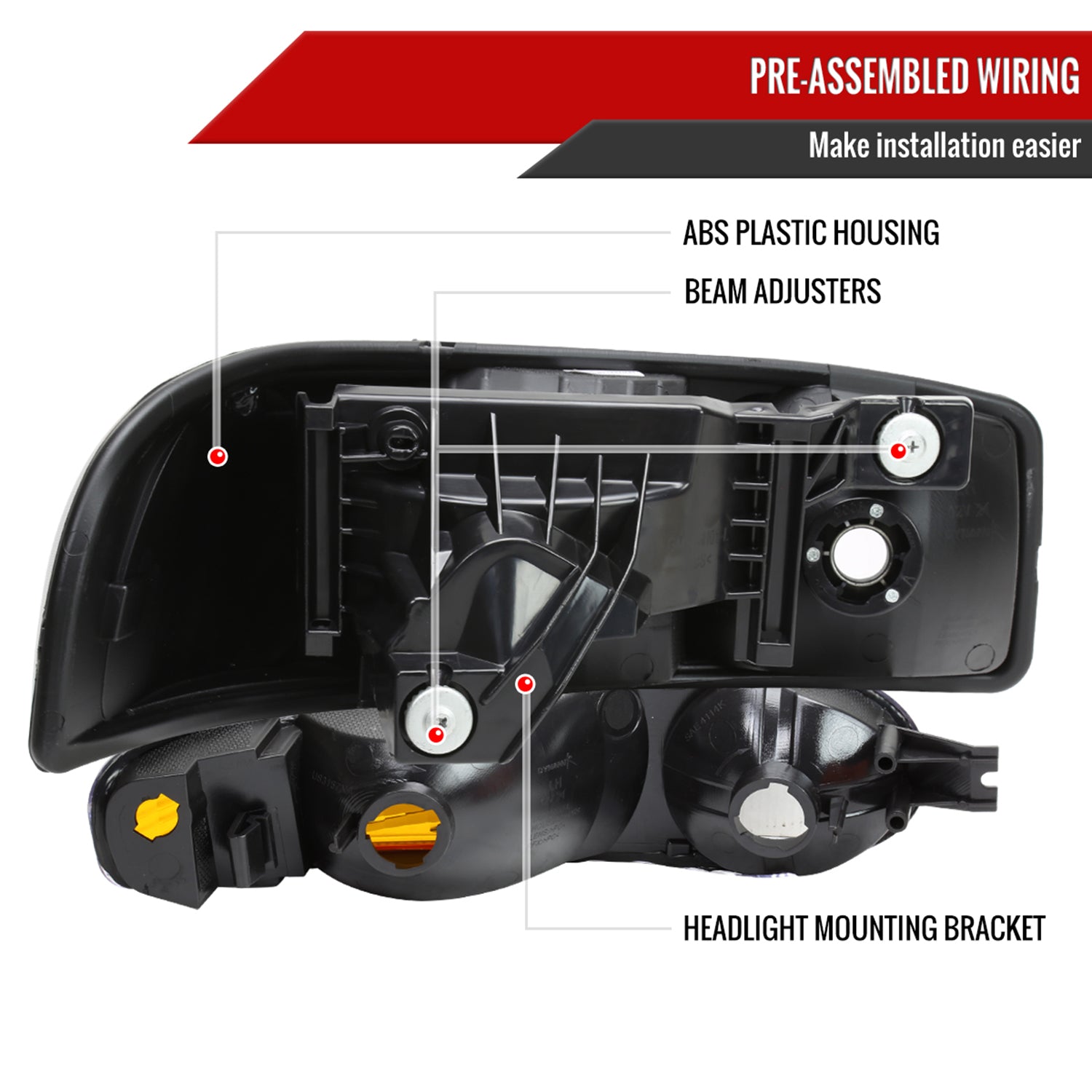 1999-2006 GMC Sierra 1500/2500/3500 Yukon/ XL Headlights&Bumper Lights Black