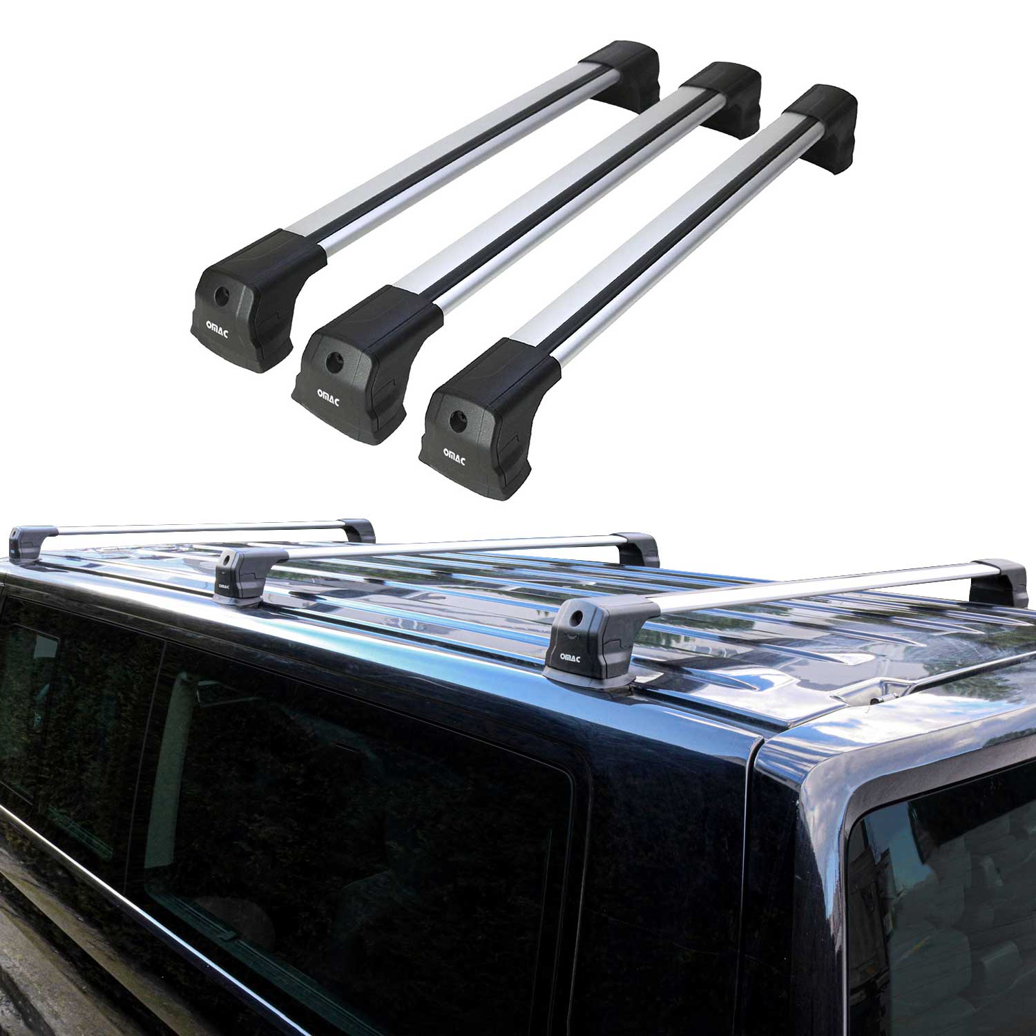 2015-2018 Chevrolet City Express Roof Rack Cross Bars 3Pcs Silver