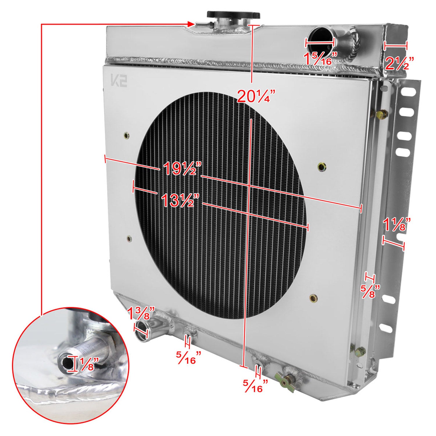 1963-1977 Ford Mustang Mercury Comet/Cougar/XR7 3 Row Radiator & Shroud Fan
