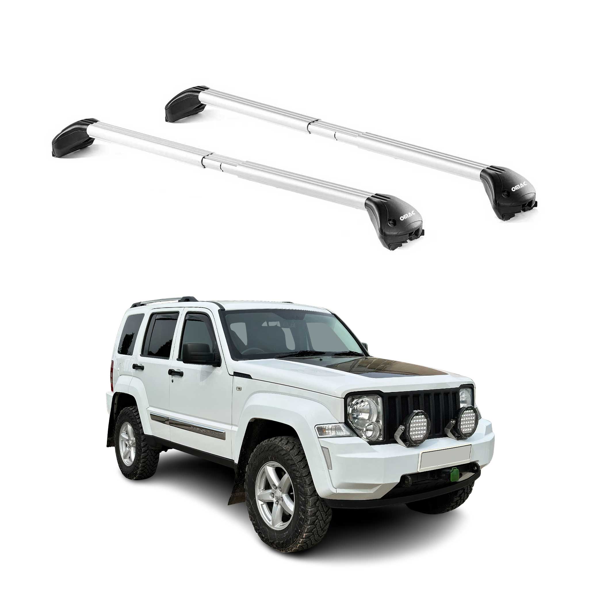 2008-2013 Jeep Cherokee KK Roof Rack Cross Bars Silver