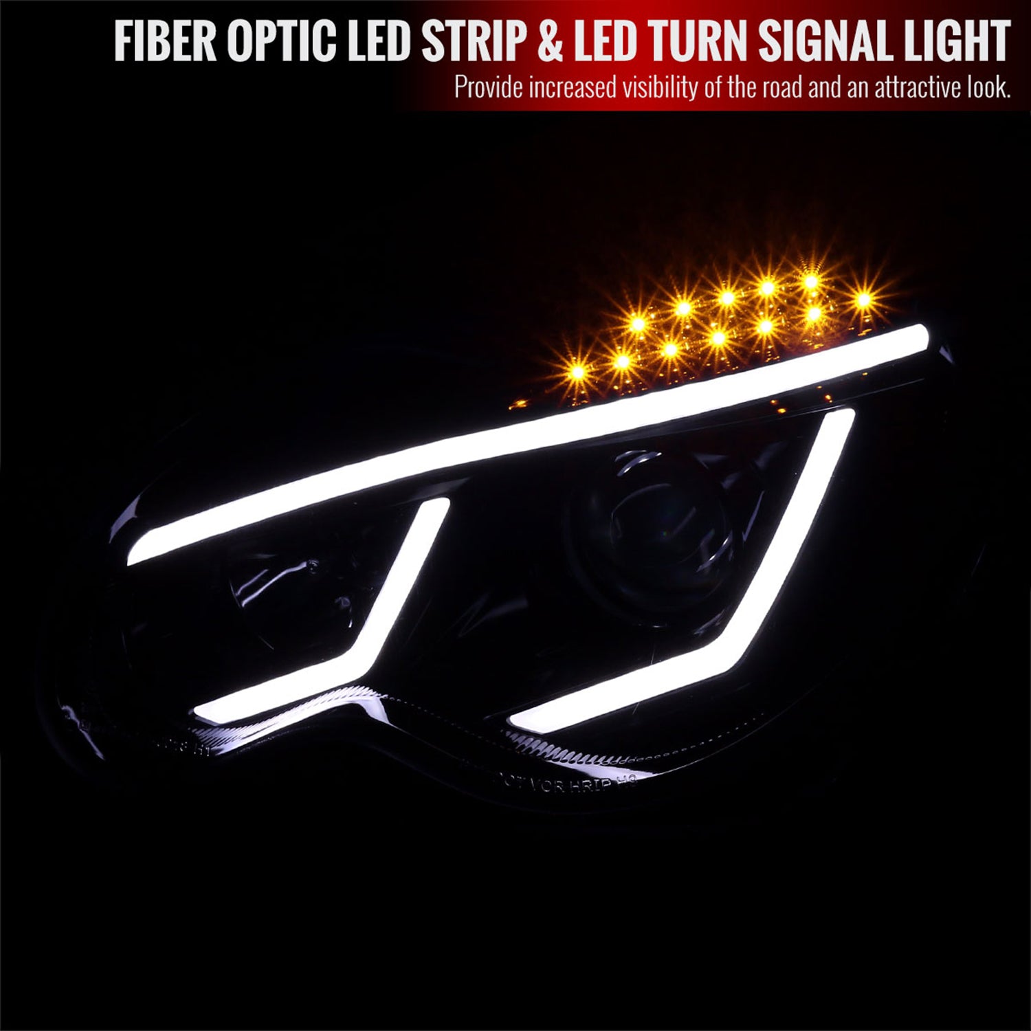 2001-2007 Mercedes W203 C Class Sedan LED Bar Headlights Signal Glossy Black