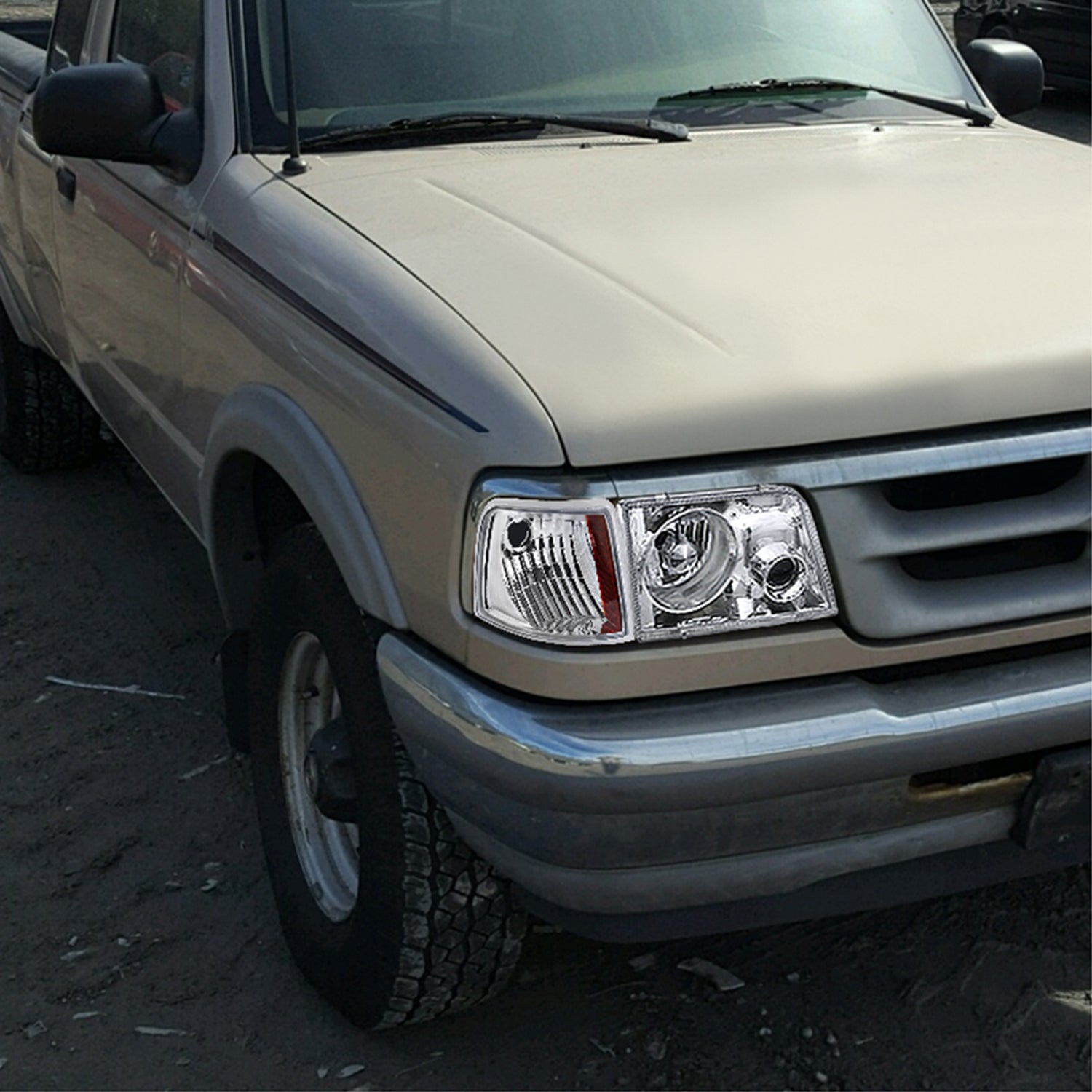 1993-1997 Ford Ranger Factory Corner Parking Turn Signal Lights Chrome/Clear