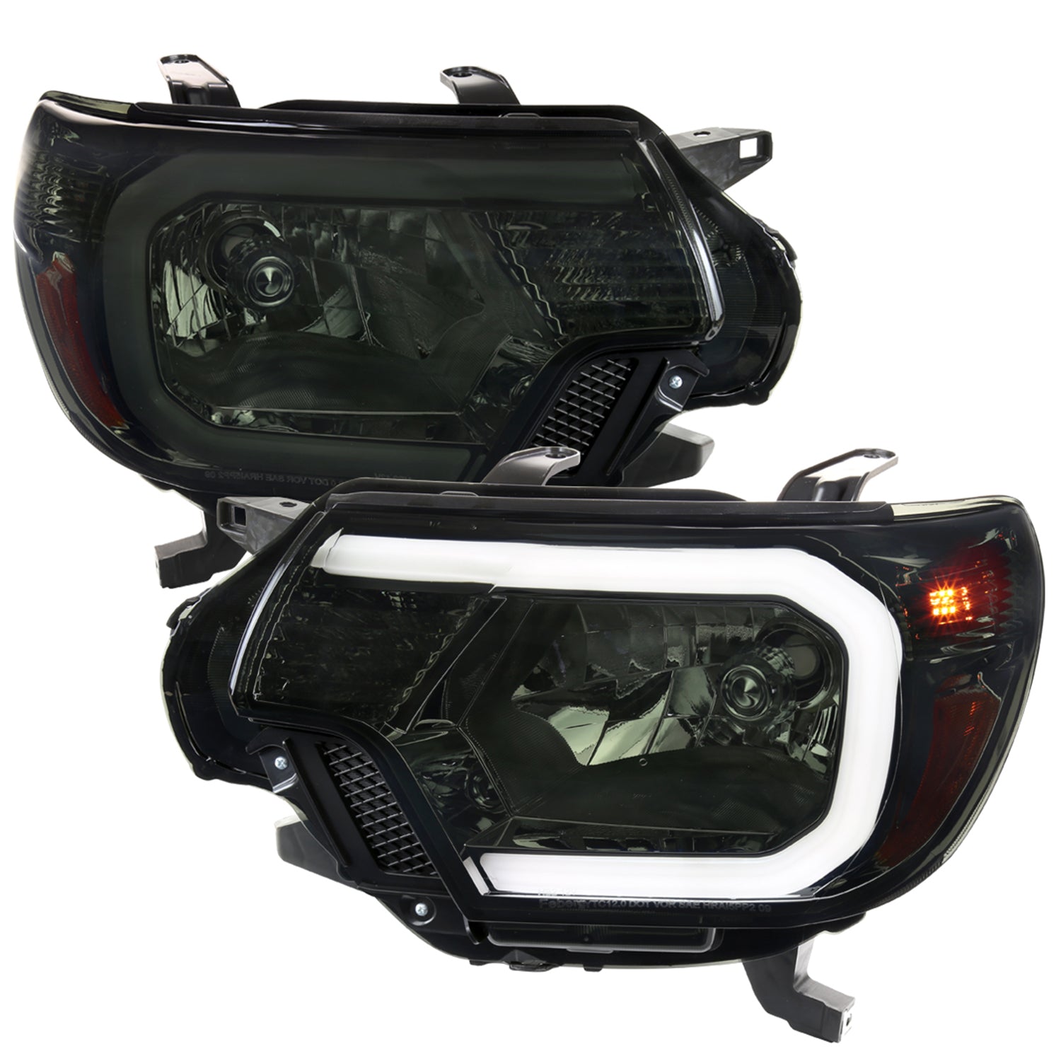 2012-2015 Toyota Tacoma LED Bar Headlights Amber Reflector Chrome/Smoke