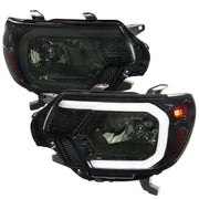2012-2015 Toyota Tacoma LED Bar Headlights Amber Reflector Chrome/Smoke