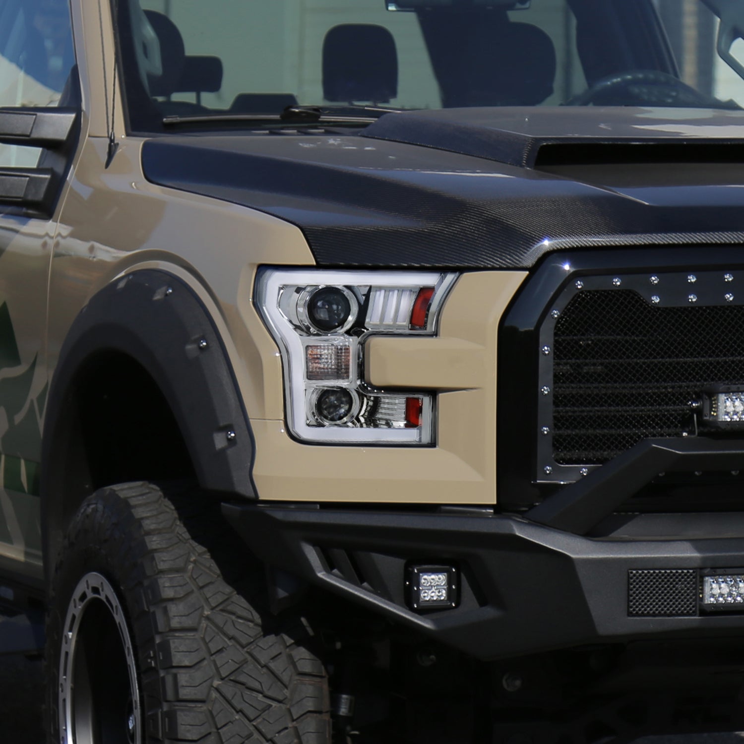 2015-2017 Ford F-150 LED Bar Projector Headlights - RS Chrome/Clear Lens