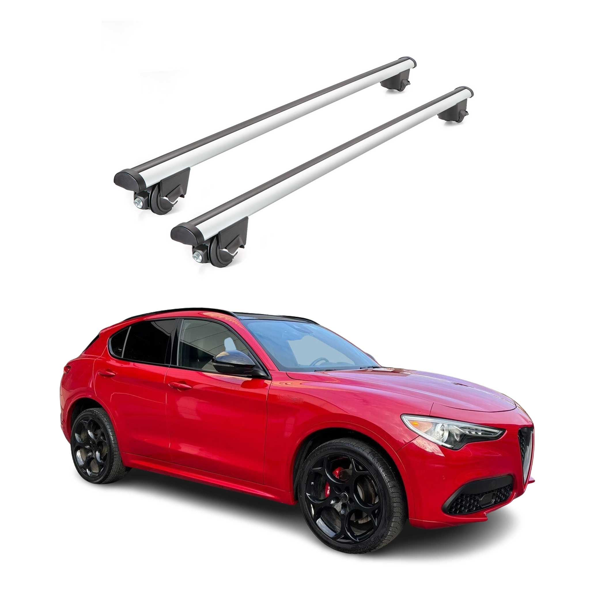 2018-2025 Alfa Romeo Stelvio Roof Rack Cross Bars Silver