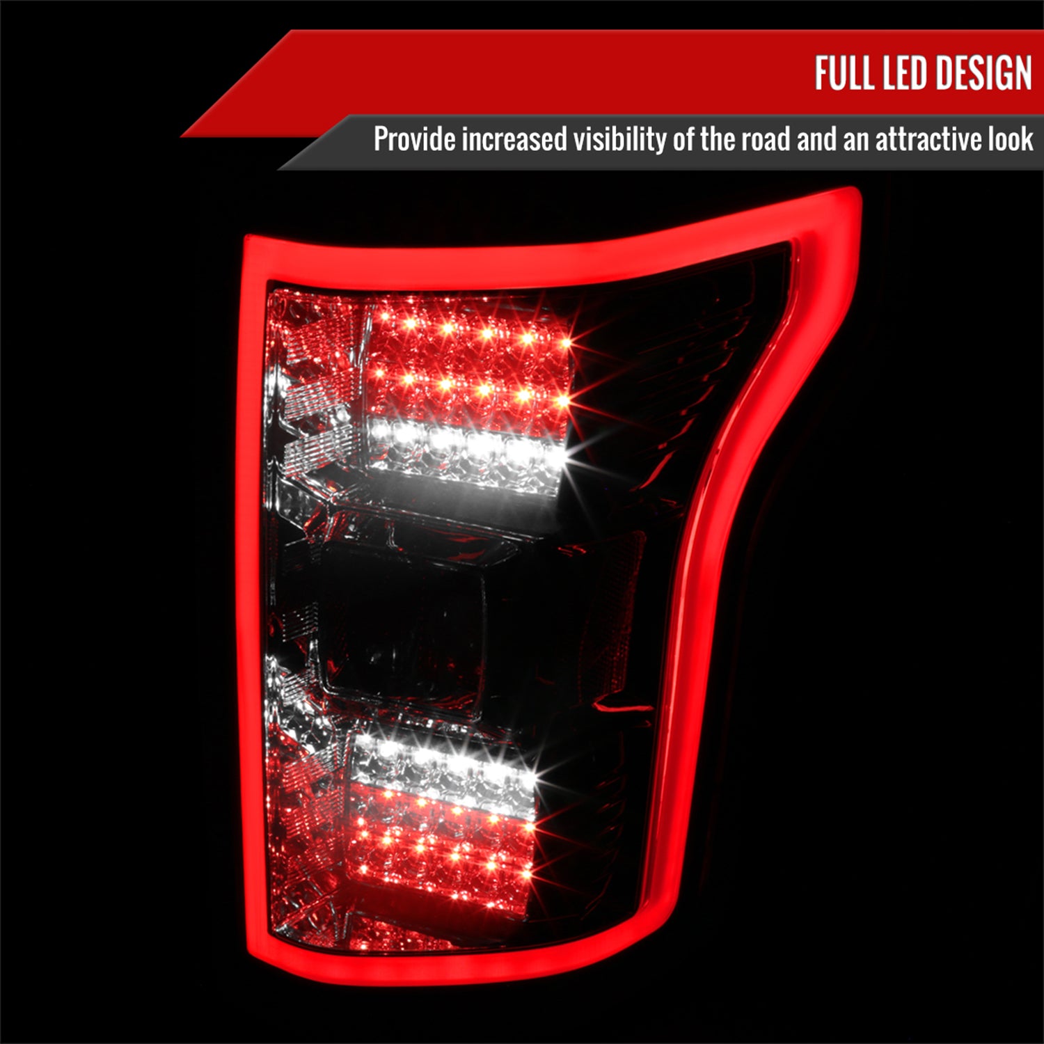 2015-2017 Ford F-150 LED Tail Lights Chrome Housing/Smoke Lens