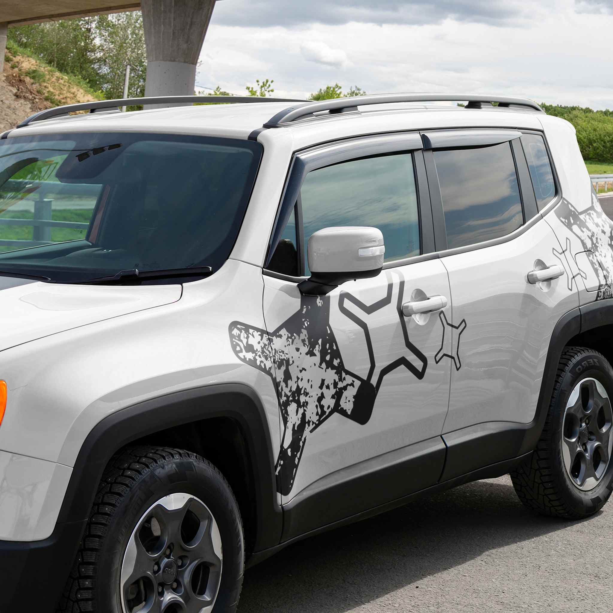 Clim Art Wind Deflectors for Jeep Renegade 2015-2023 Tape-On Dark Smoke 4Pcs