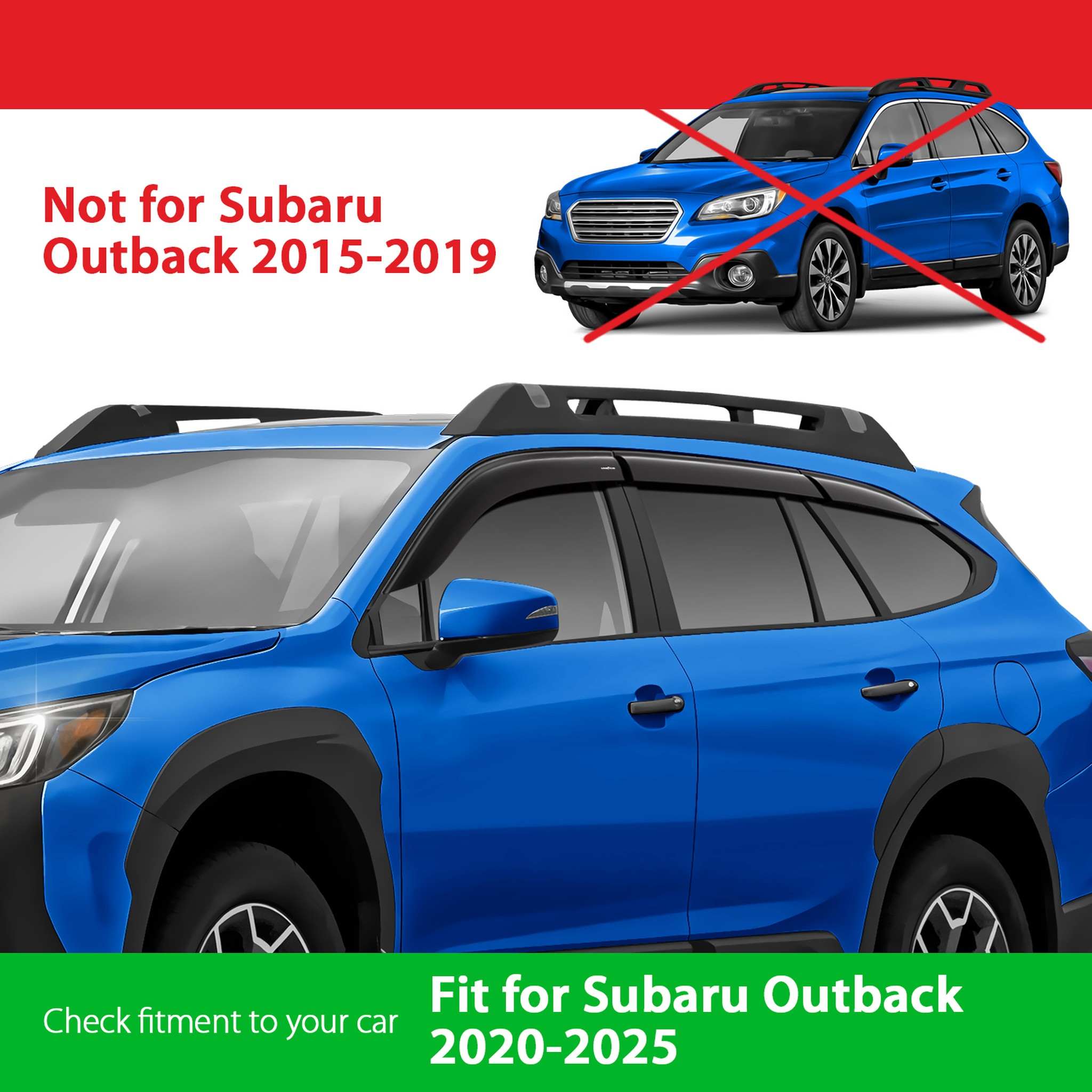 Goodyear Wind Deflectors for Subaru Outback 2020-2025 Tape-On Premium Smoke 6Pcs