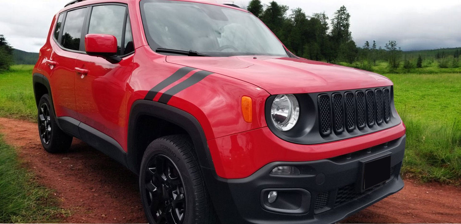 2015-2019 Jeep Renegade Grille Overlay Gloss Black 7Pcs ABS Plastic