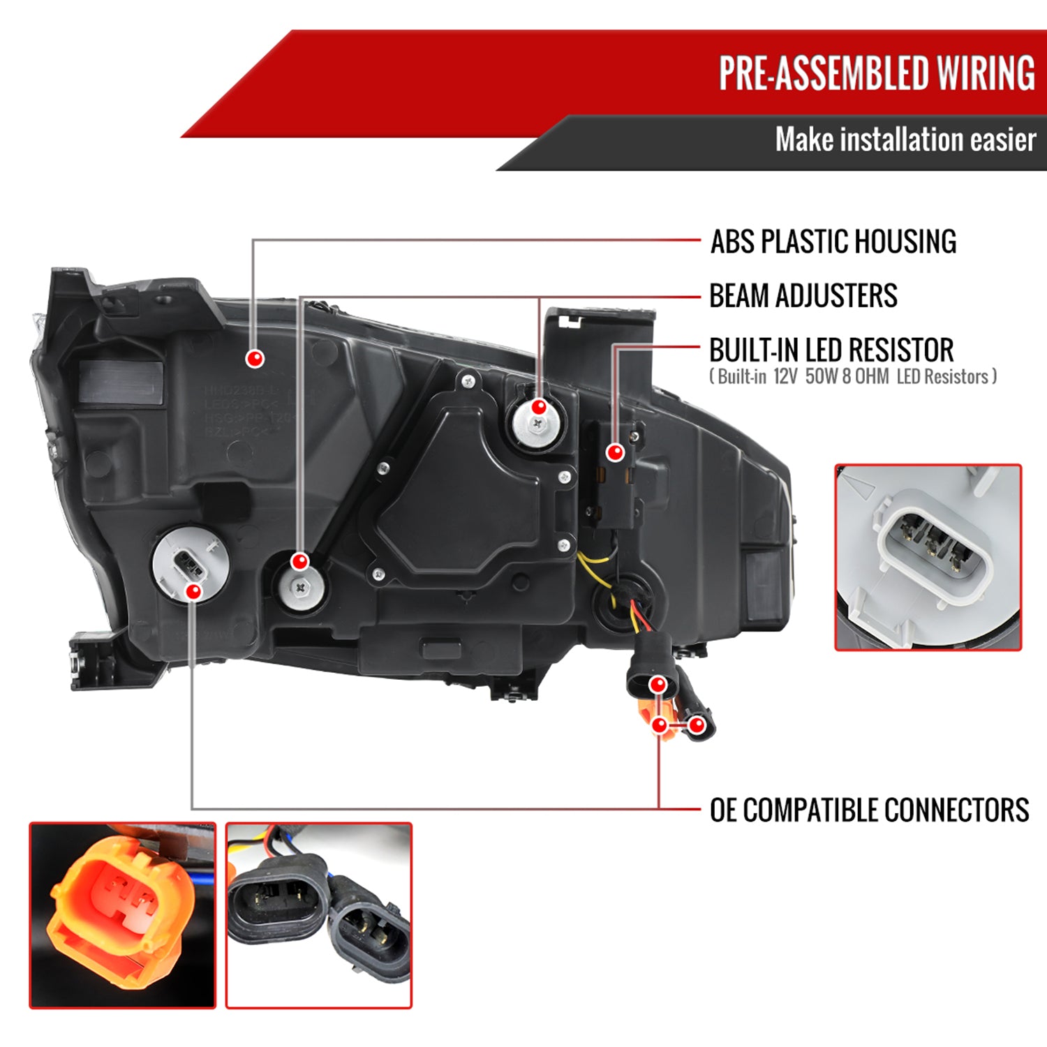 2016-2021 Honda Civic Full LED Projector Headlights Turn Signal Chrome