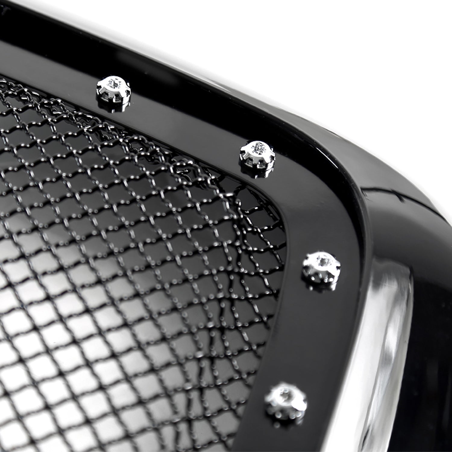 2006-2008 Dodge RAM Glossy Black ABS Rivet Style Grille w/ S.Steel Mesh