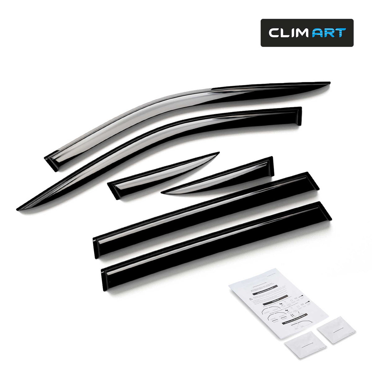 Clim Art Wind Deflectors for Jeep Compass 2017-2026 Tape-On Dark Smoke 6Pcs