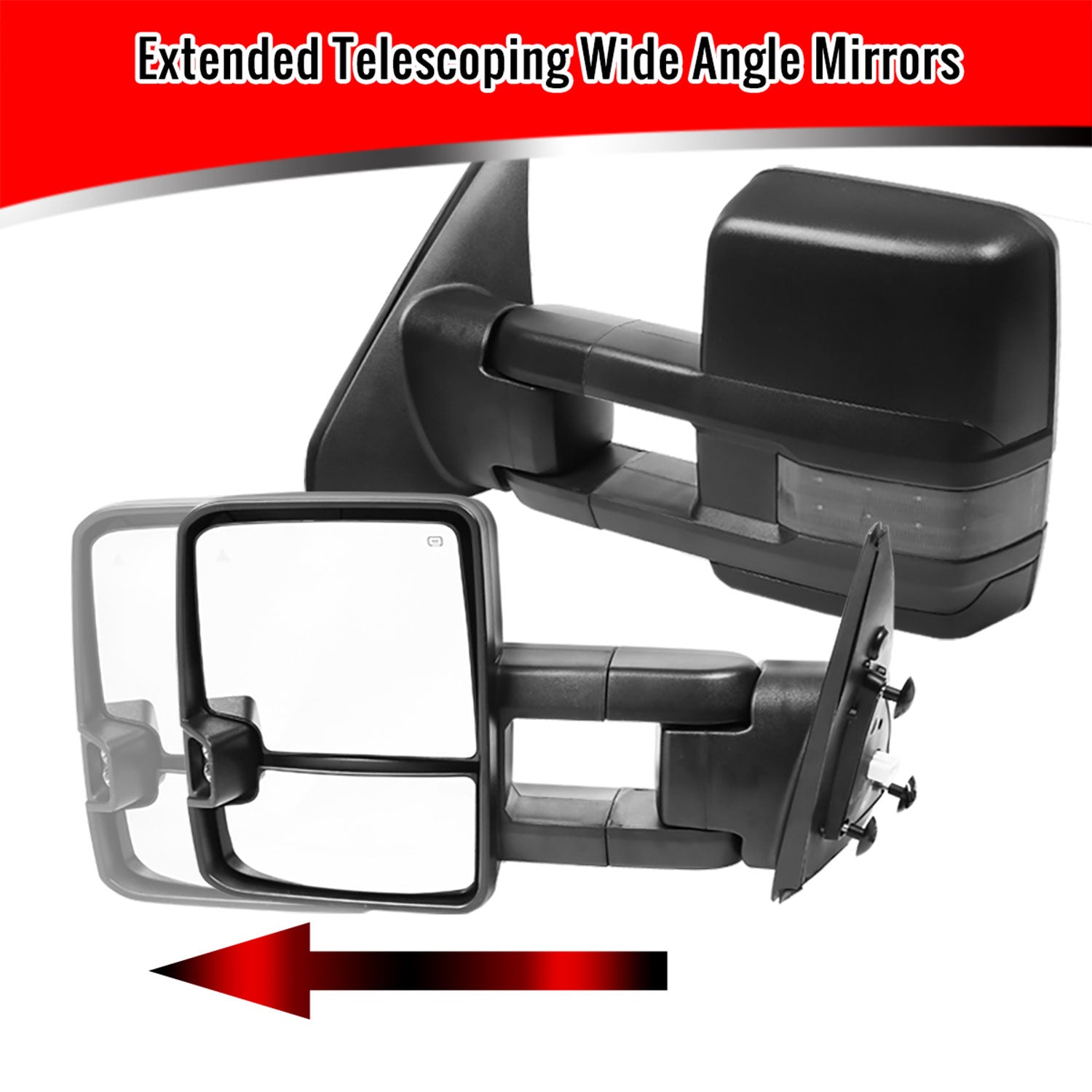 2007-2017 Toyota Tundra/ 08-2017 Sequoia Heated BSM Manual Towing Mirrors Smoke