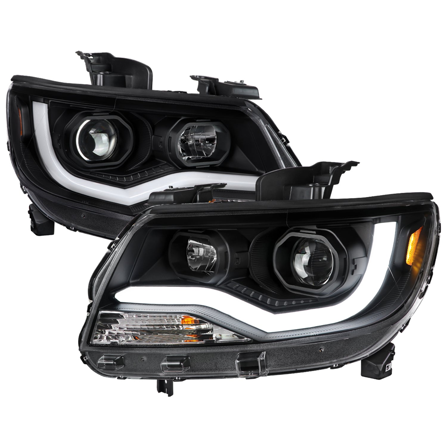 2015-2021 Chevy Colorado LED Bar Projector Headlights Matte Black/Clear Lens