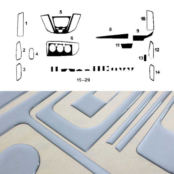 Aluminium Look Dashboard Console Trim Kit for Ford Transit 2015-2020 29 Pcs