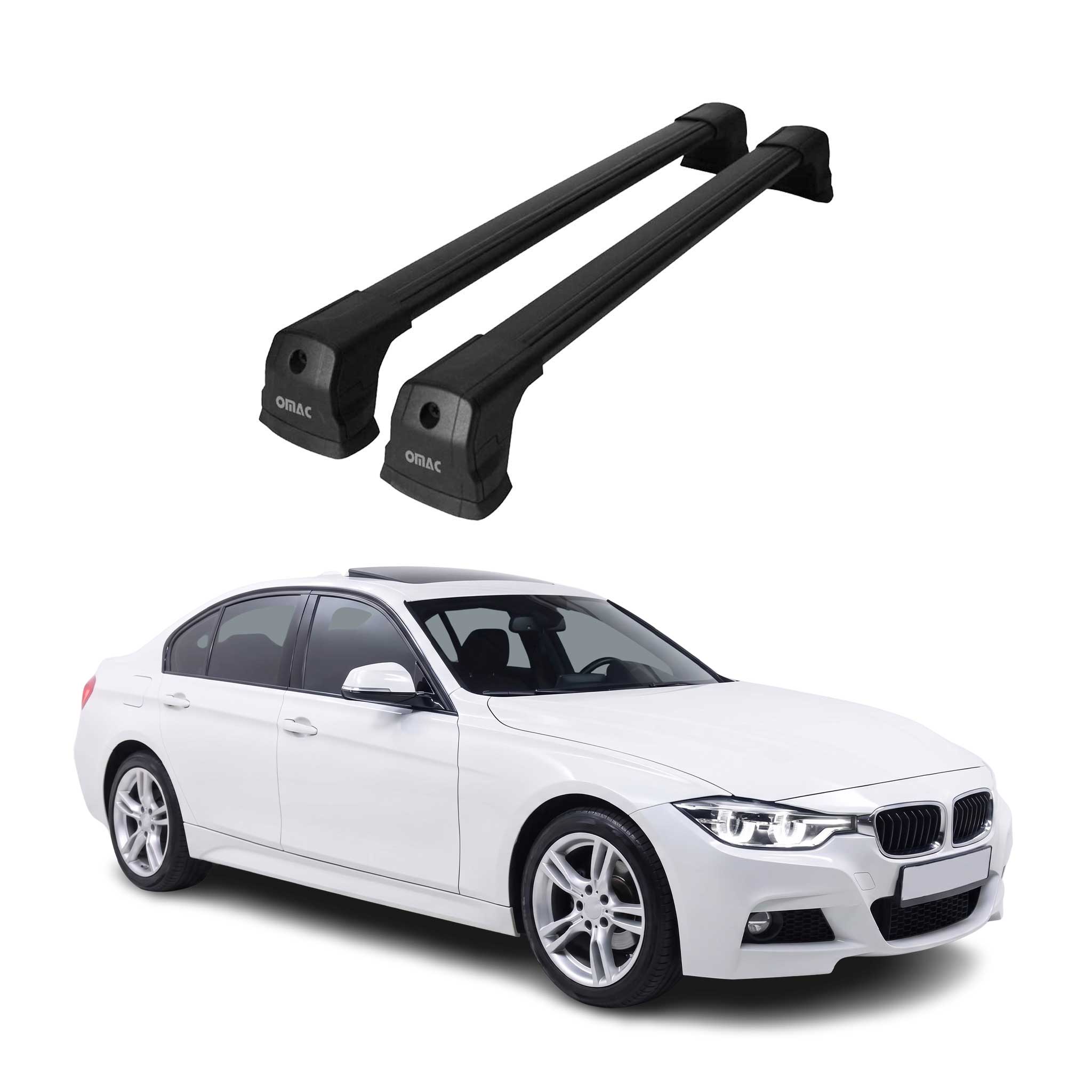 2012-2018 BMW 3 Series F30 Sedan Roof Rack Cross Bars Black