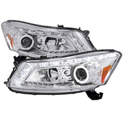 2008-2012 Honda Accord Sedan Single Halo Headlights LED Light& Signal Chrome