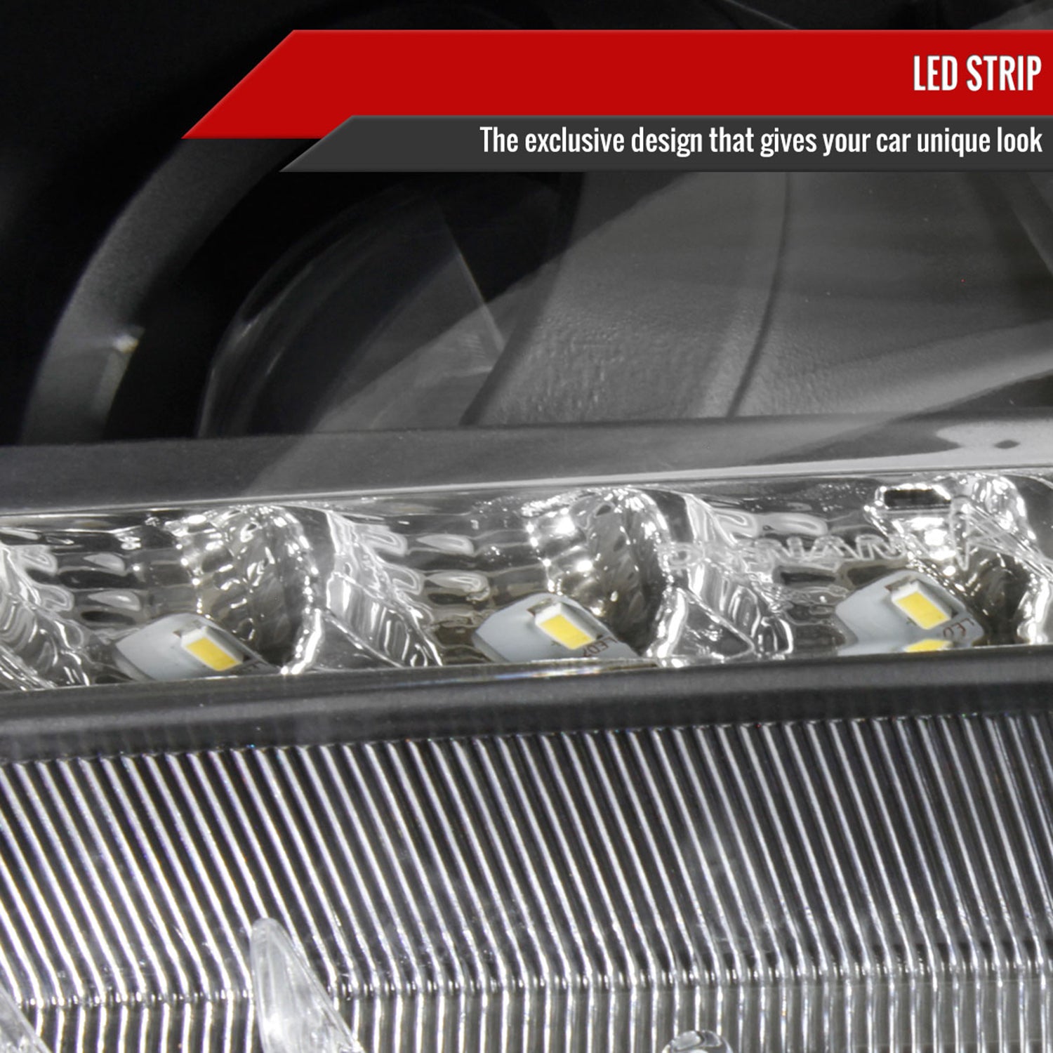 2011-2013 Toyota Highlander Projector Headlights SMD LED Light Strip Black