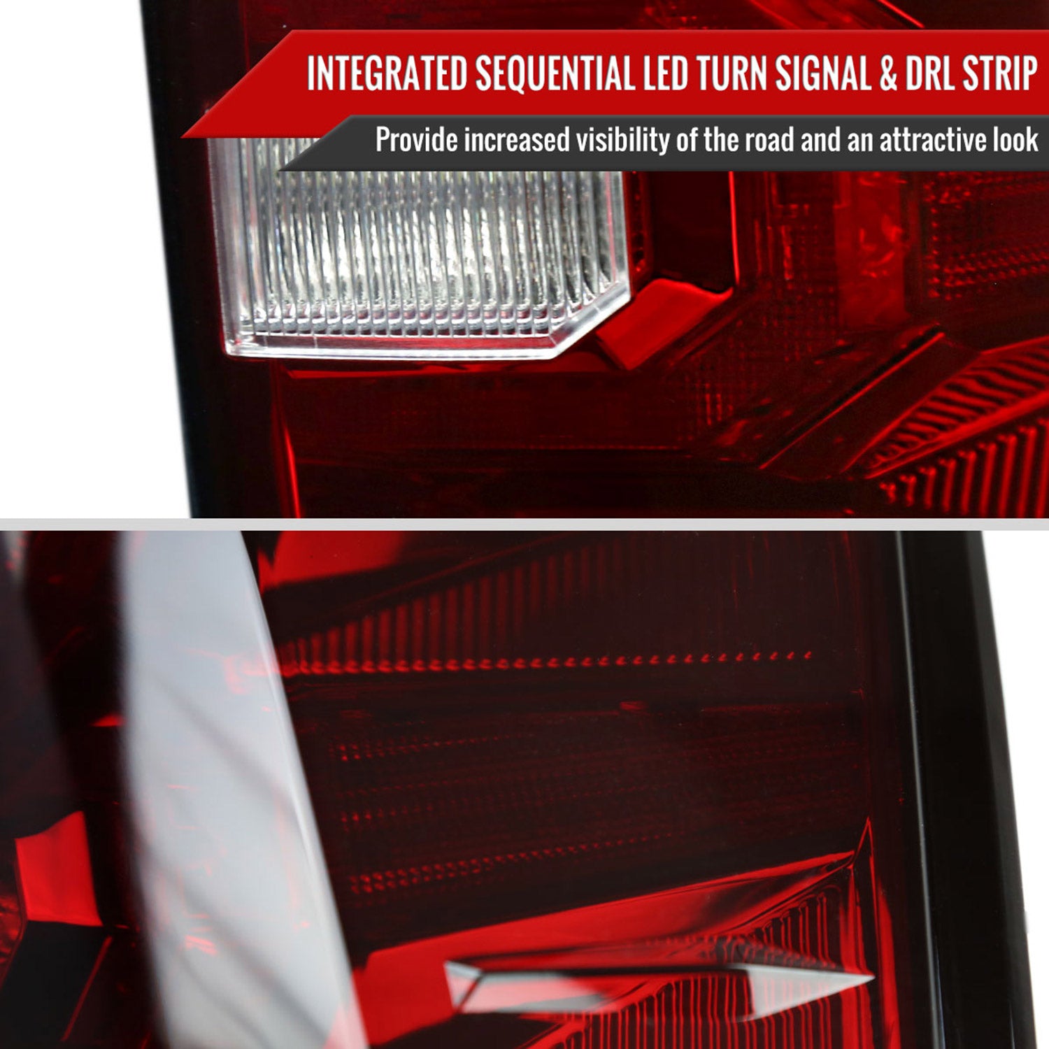 2016-2022 Toyota Tacoma Sequential Signal LED Tail Lights Chrome/Red Lens