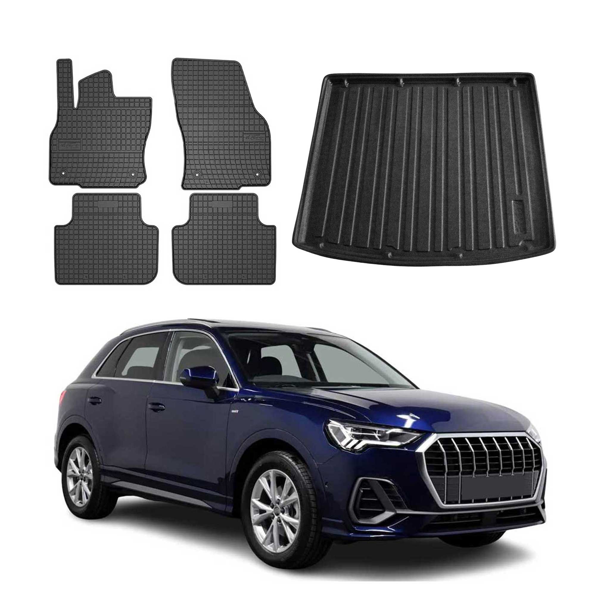 2019-2026 Audi Q3 2.gen Floor Mats & Cargo Liner Full Set All Weather Black