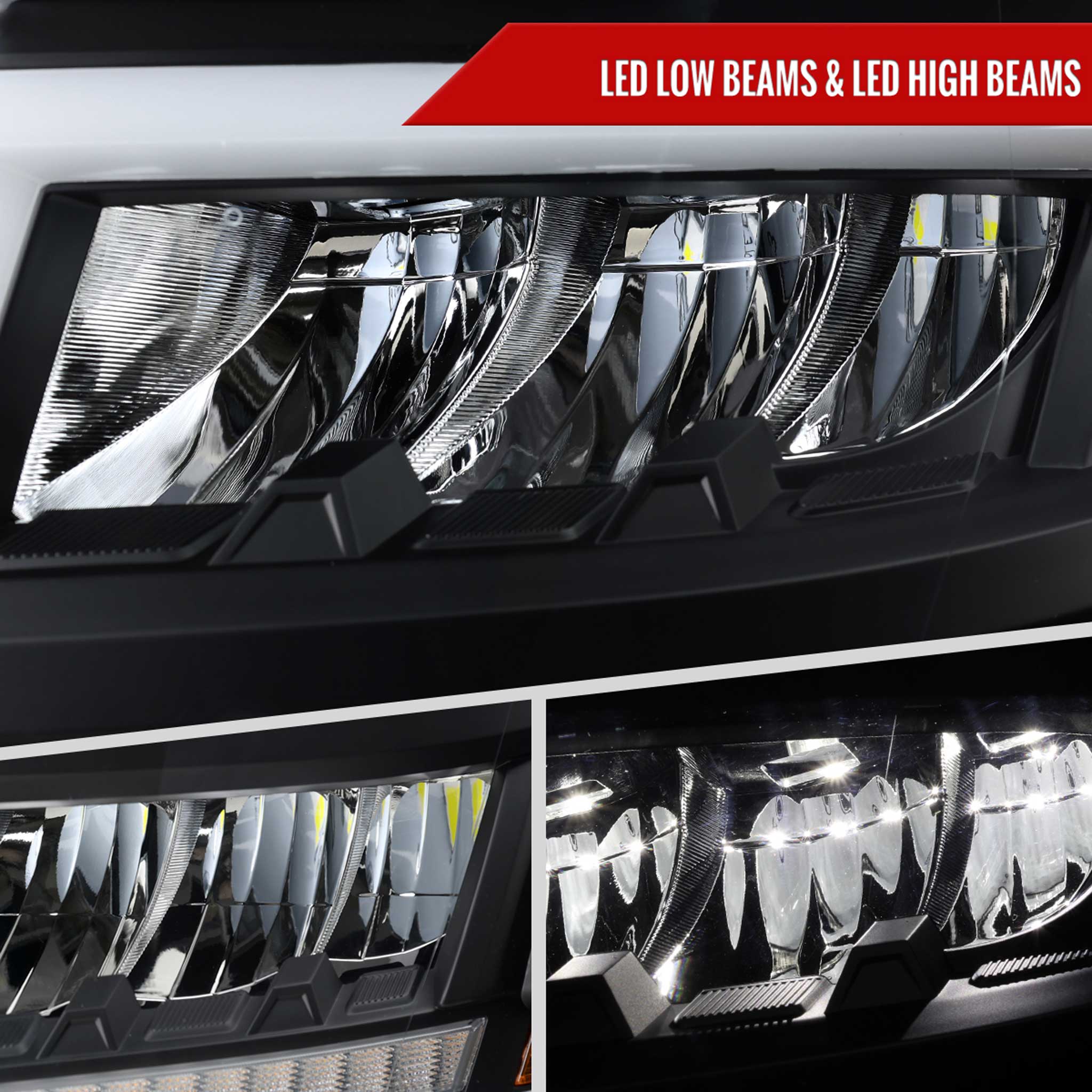 For Chevrolet Tahoe 2015-2020 Full LED DRL Sequential Headlights Matte Black Housing Clear Lens