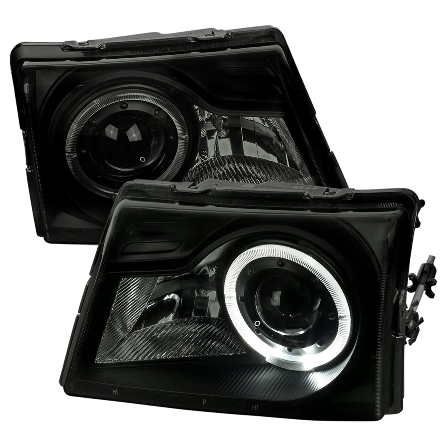 1998-2000 Ford Ranger Halo Projector Headlights Black Housing/Smoke Lens