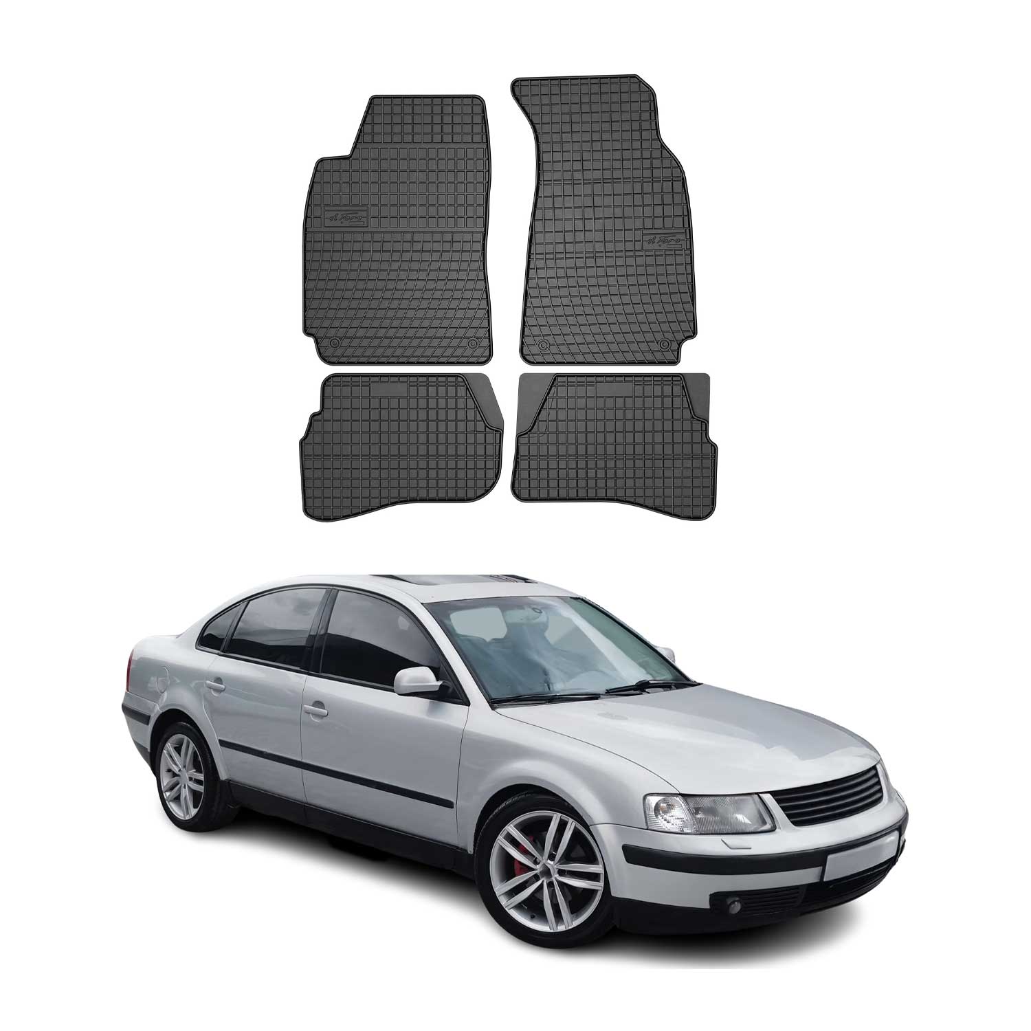 1998-2005 VW Passat B5 Floor Mats Liners Full Set All Weather Rubber Black