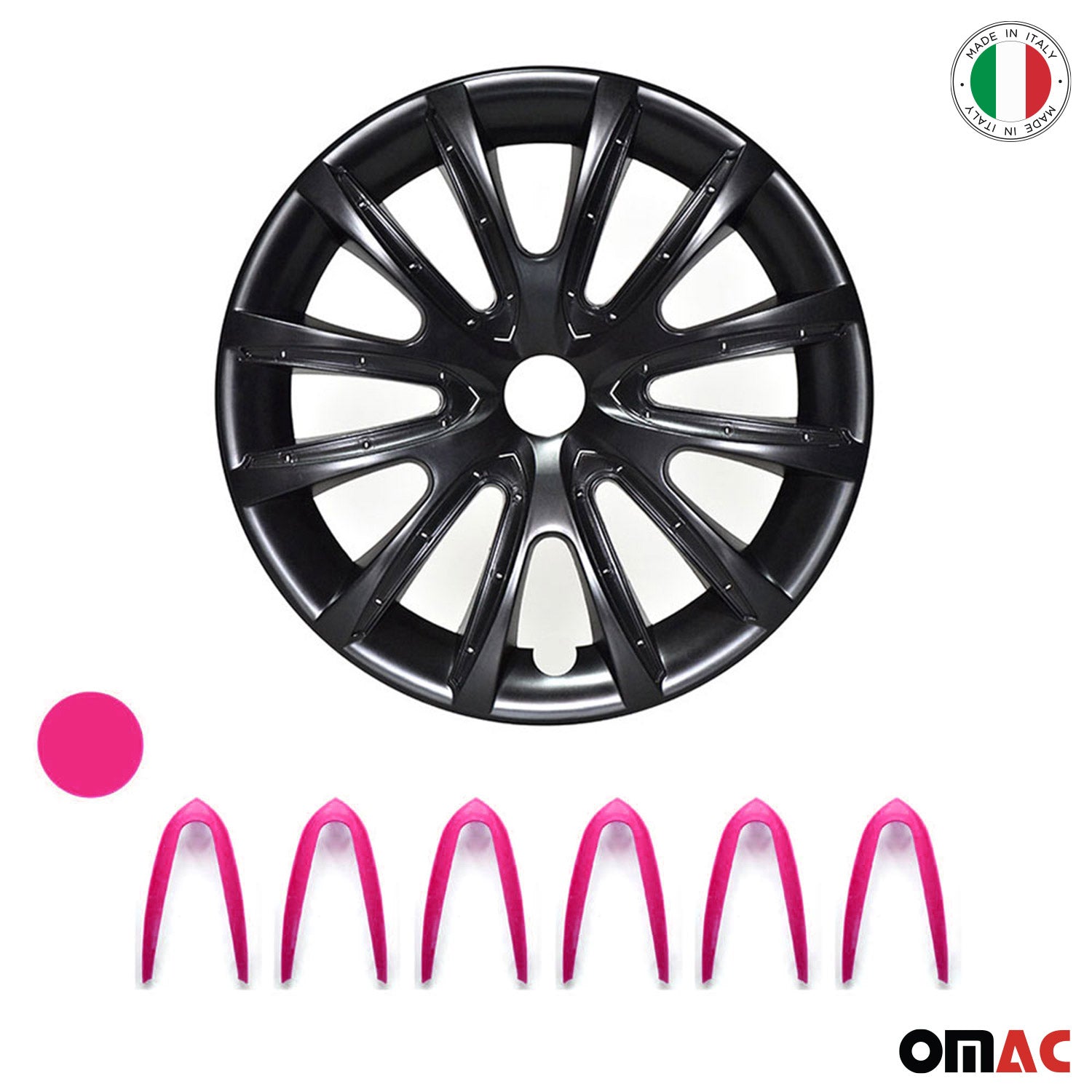 Bicolo Hub Caps Wheel Cover 14" Black Matt & Violet Full Set 4 pcs.