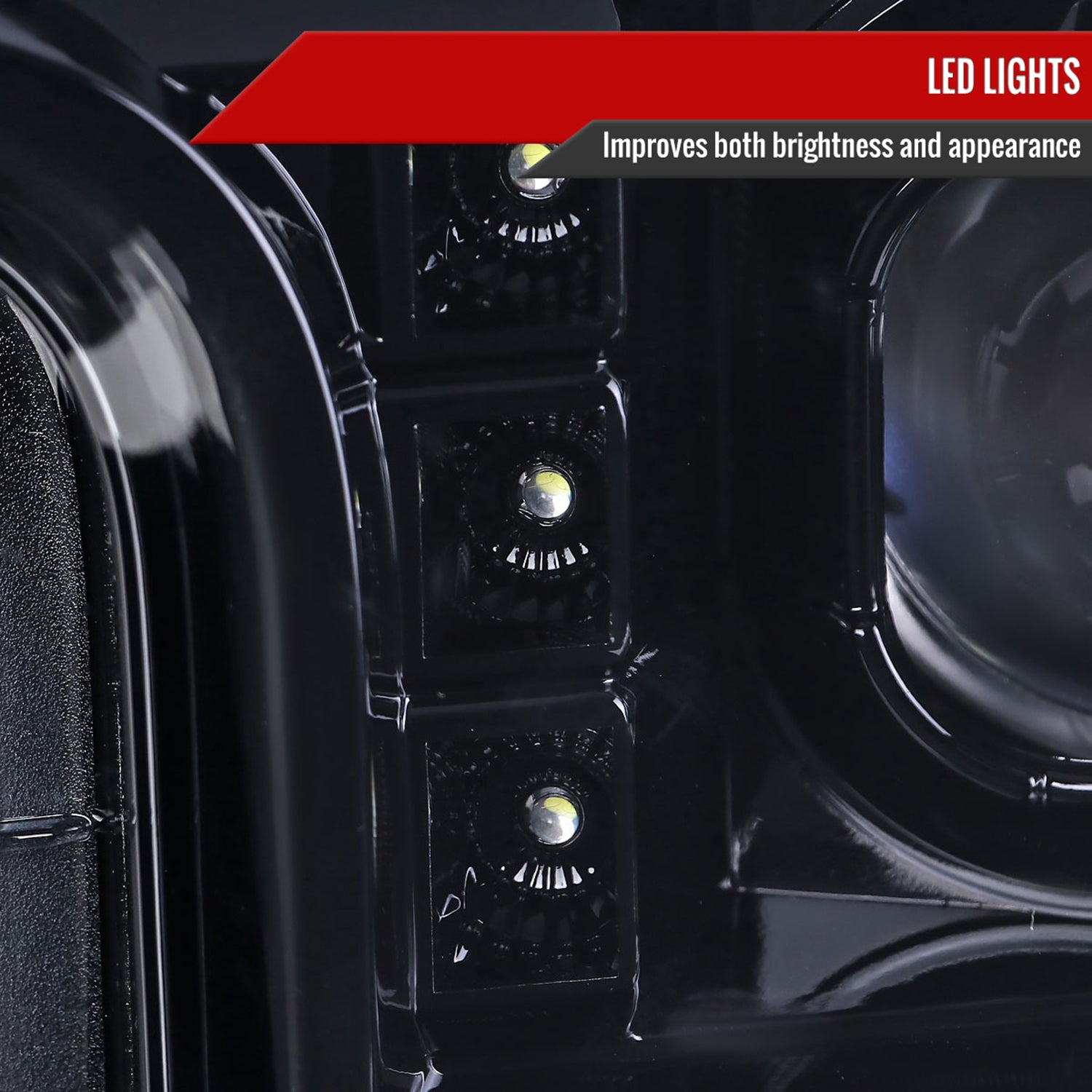 2017-2019 Ford F-250 F-350 F-450 F-550 LED C-Bar Projector Headlights Black