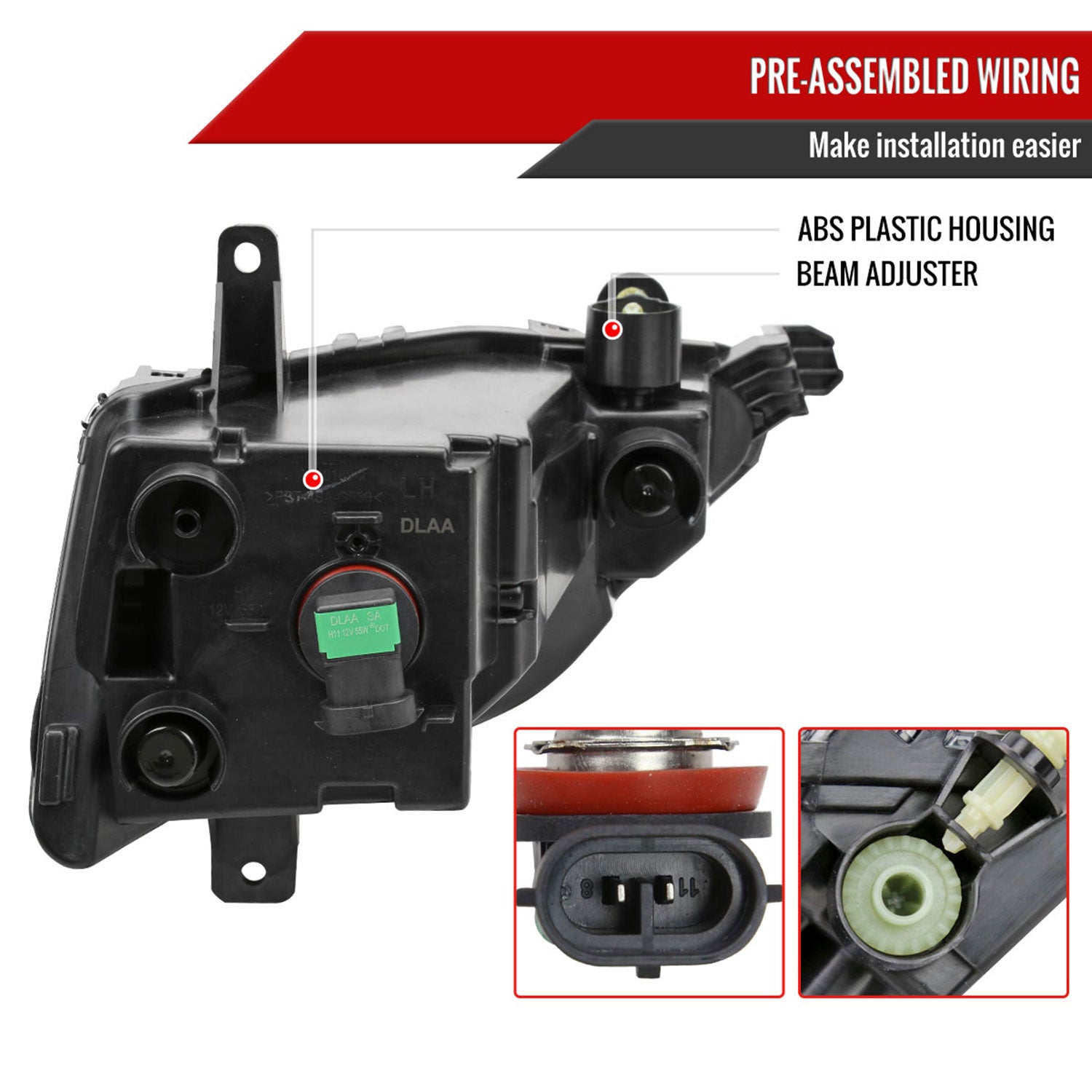 2019-2021 VW Jetta H11 Fog Lights Kit Chrome Housing/Clear Lens