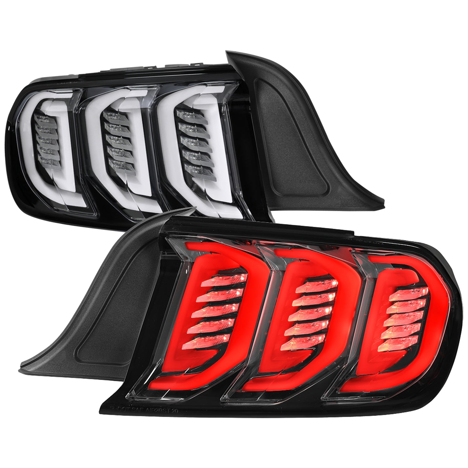 2015-2023 Ford Mustang Sequential Signal LED Tail Lights Jet Black/Clean Lens