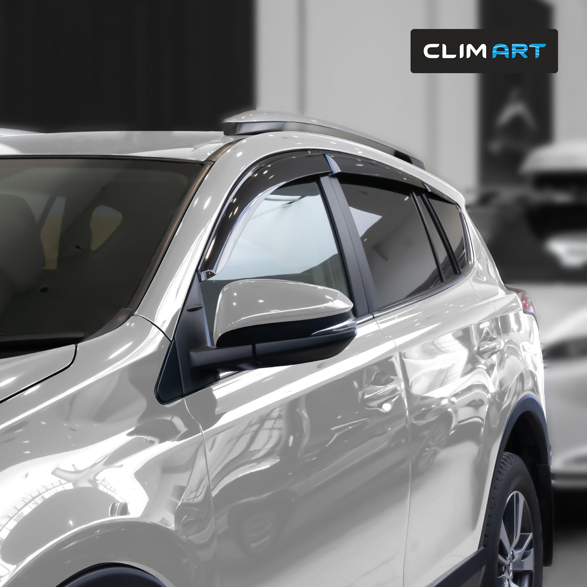 Clim Art Wind Deflectors for Toyota RAV4 2013-2018 Tape-On Dark Smoke 6Pcs