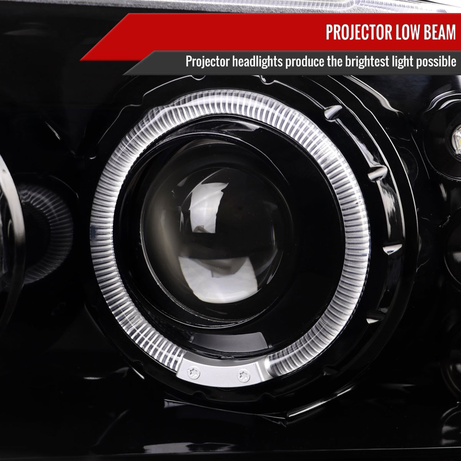 1999-2004 Ford F-250/350/450/550 Dual Halo Headlights Black