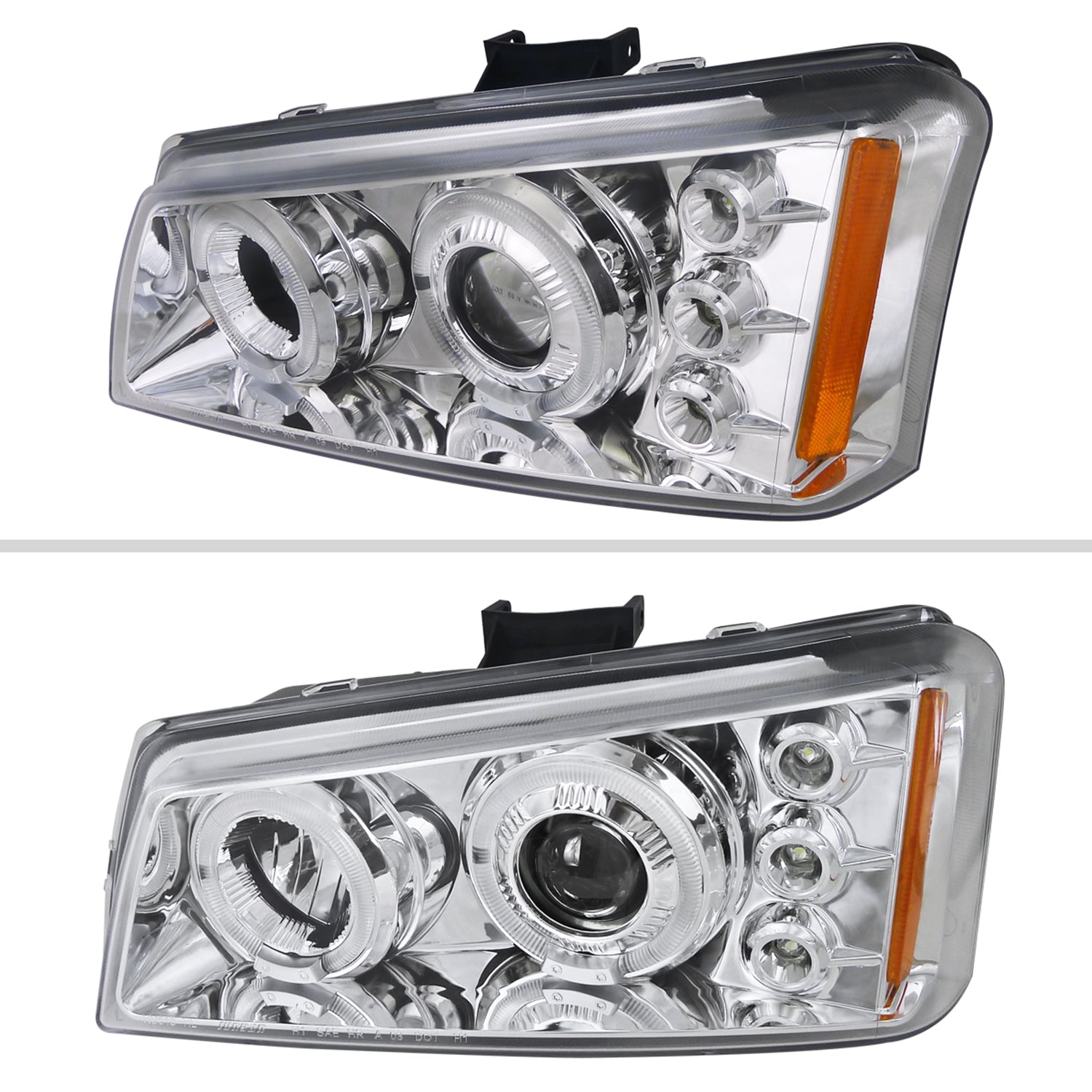 2002-2006 Chevy Avalanche/ 03-2007 Silverado Dual Halo Headlights Chrome