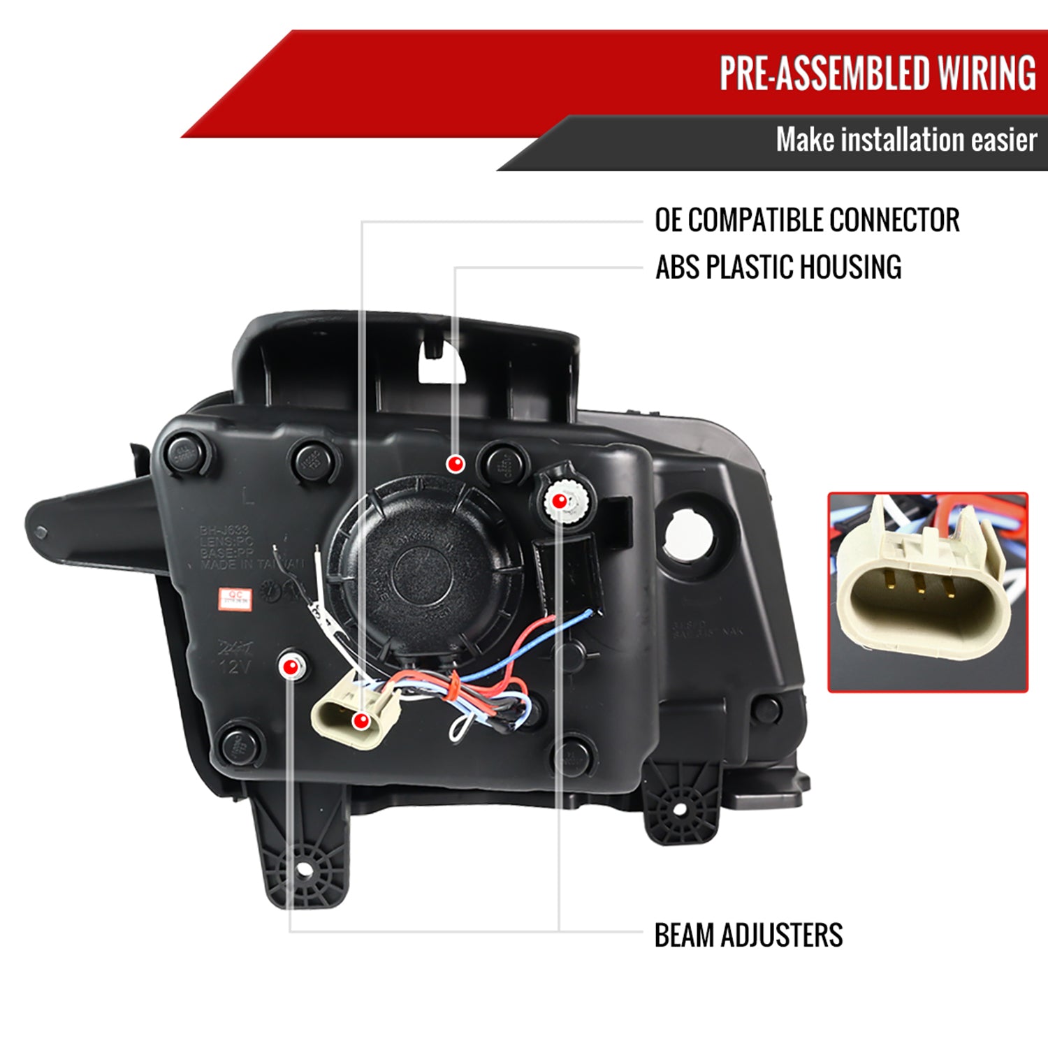 2010-2013 Chevy Camaro LED Bar Projector Headlights Matte Black/Clear Lens