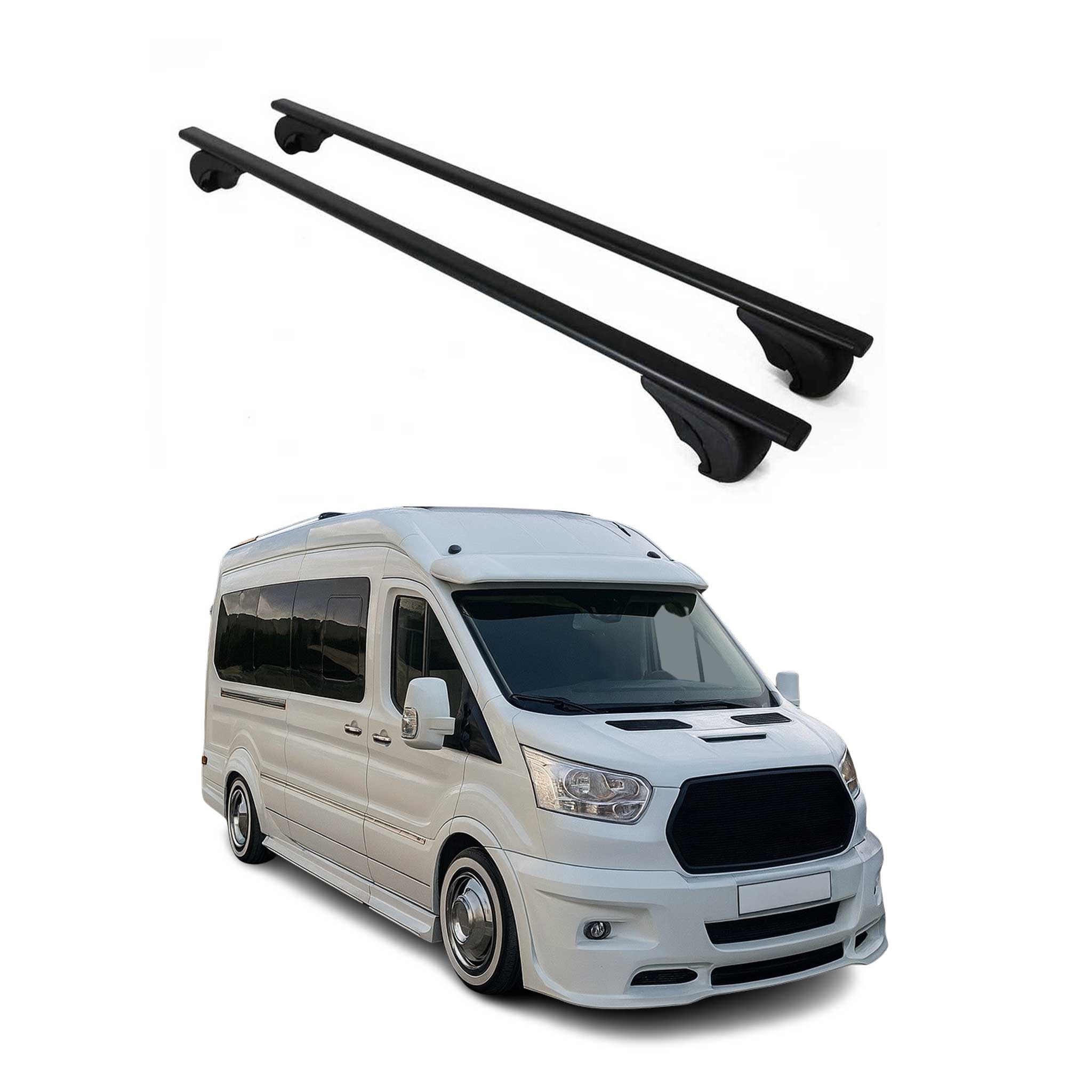 2015-2025 Ford Transit E-Transit Roof Rack Cross Bars Black